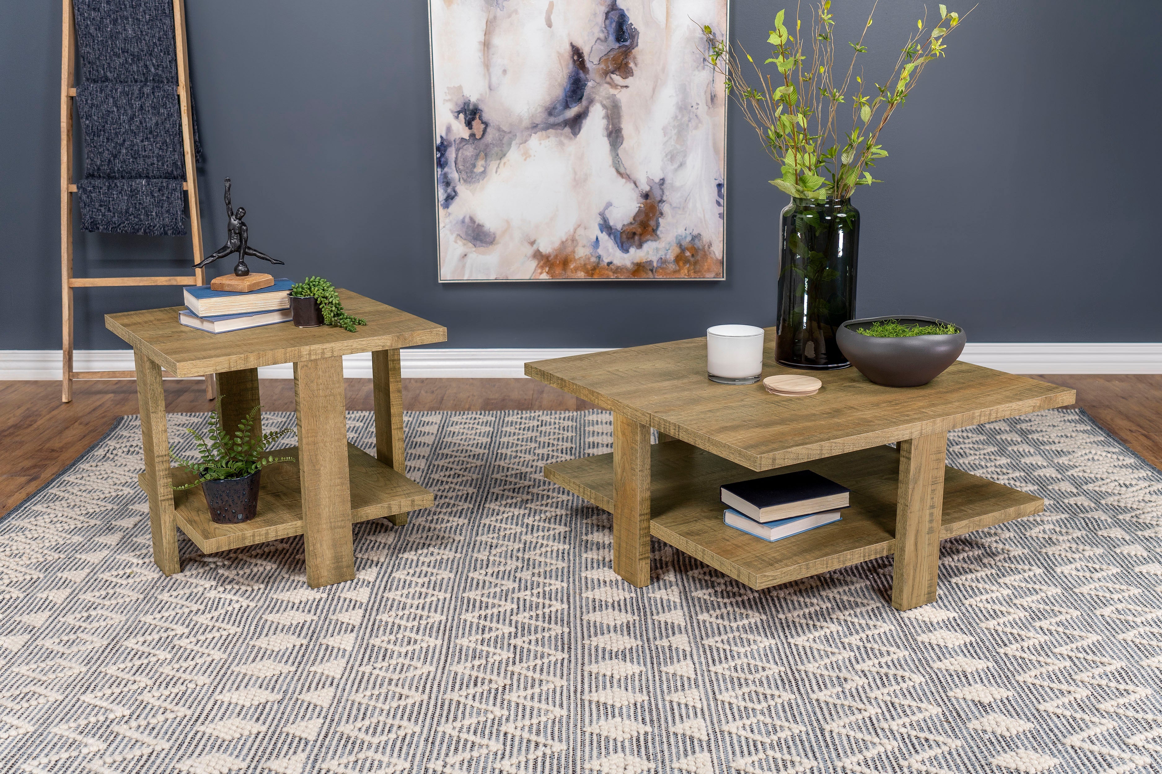 Dawn Round Coffee and End Table Set Mango Brown - Image 3