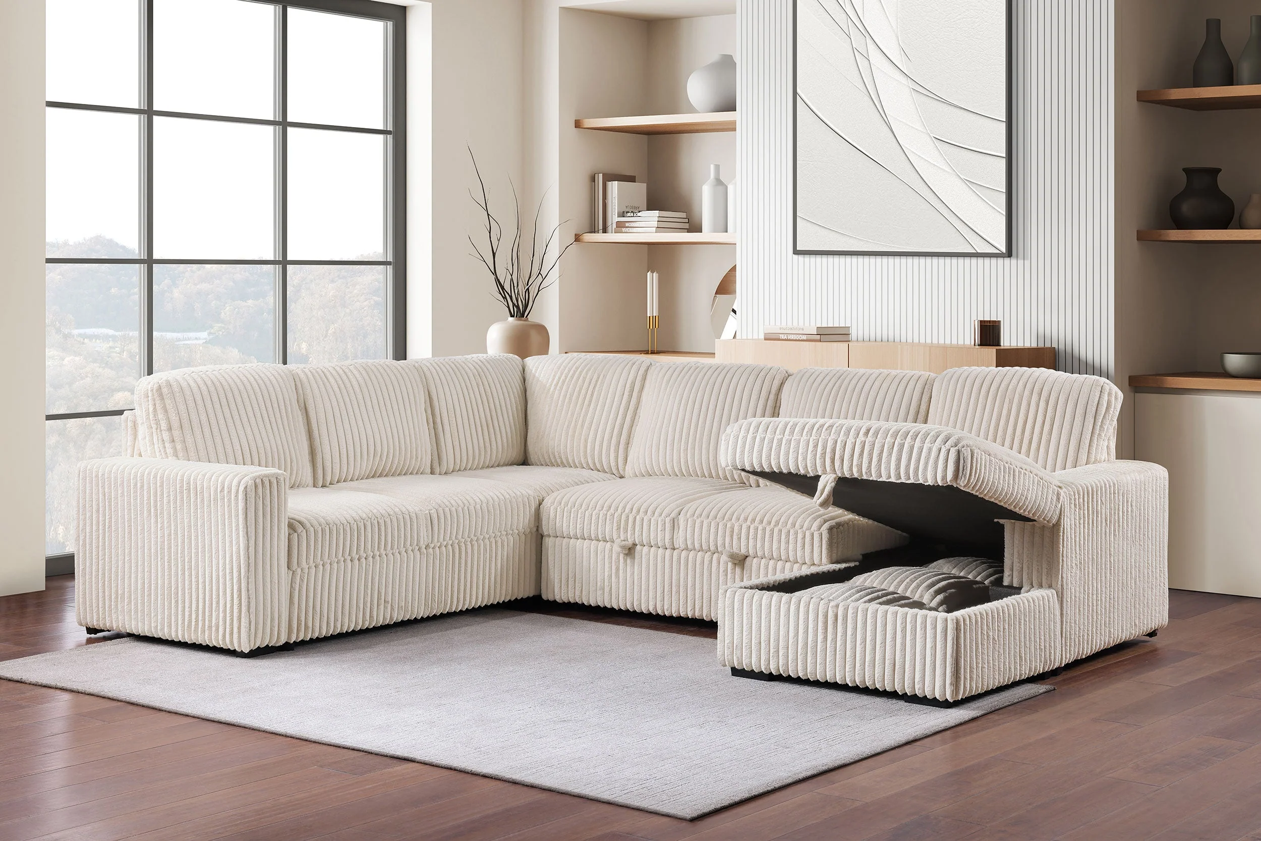 Devonshire Sleeper Sectional Sofa Storage Chaise - Image 10