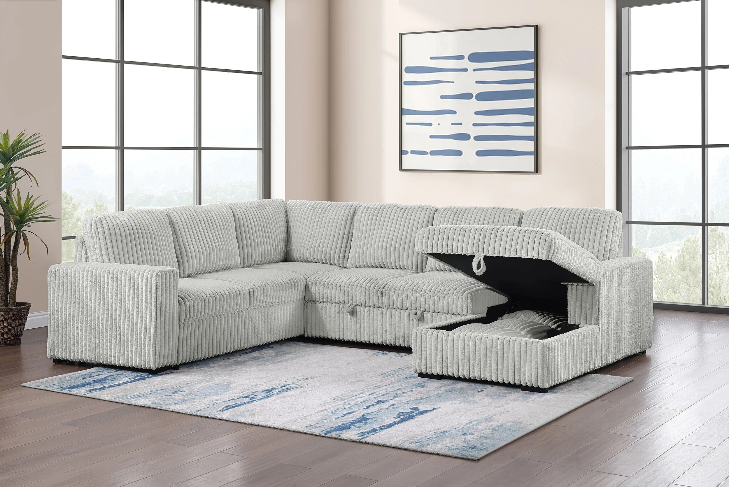 Devonshire Sleeper Sectional Sofa Storage Chaise - Image 11