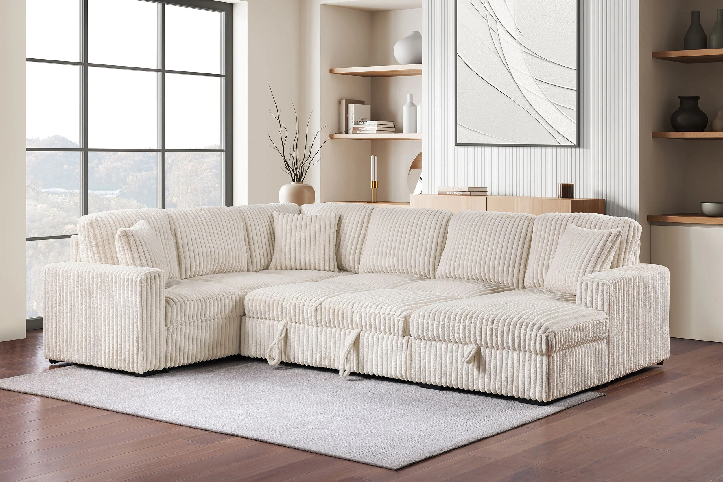 Devonshire Sleeper Sectional Sofa Storage Chaise - Image 13