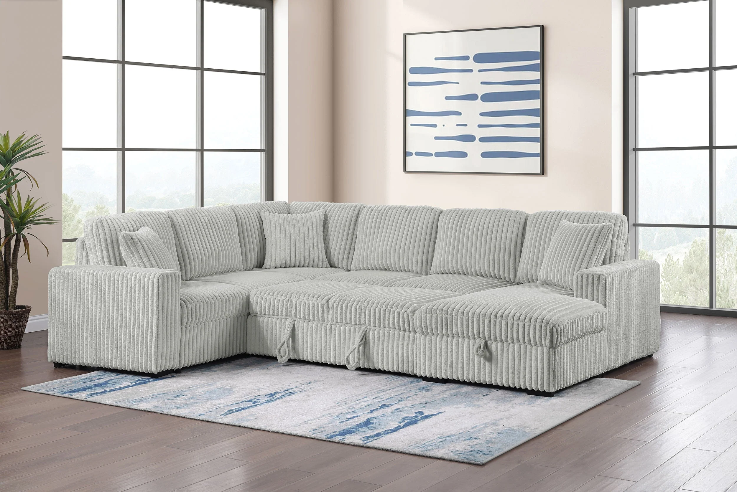 Devonshire Sleeper Sectional Sofa Storage Chaise - Image 14