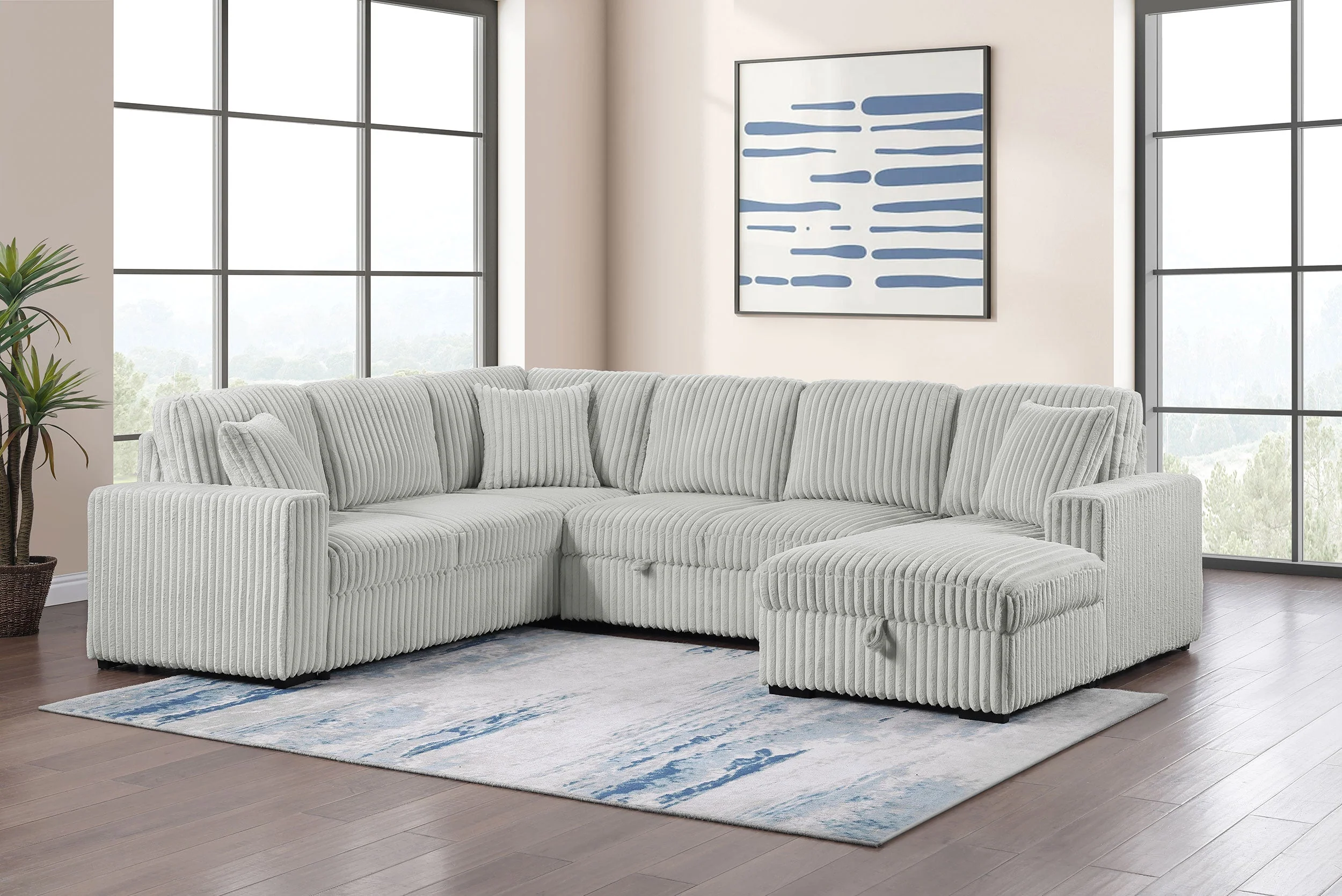 Devonshire Sleeper Sectional Sofa Storage Chaise - Image 8
