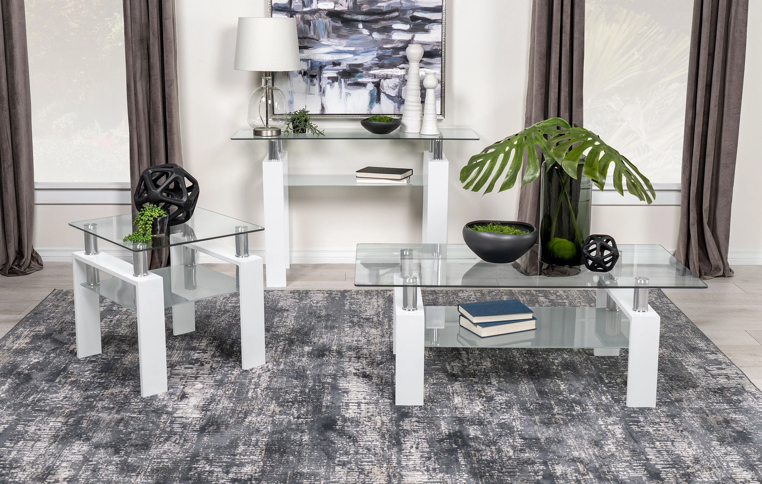Dyer 1-shelf Rectangular Glass Top Coffee Table - Image 12
