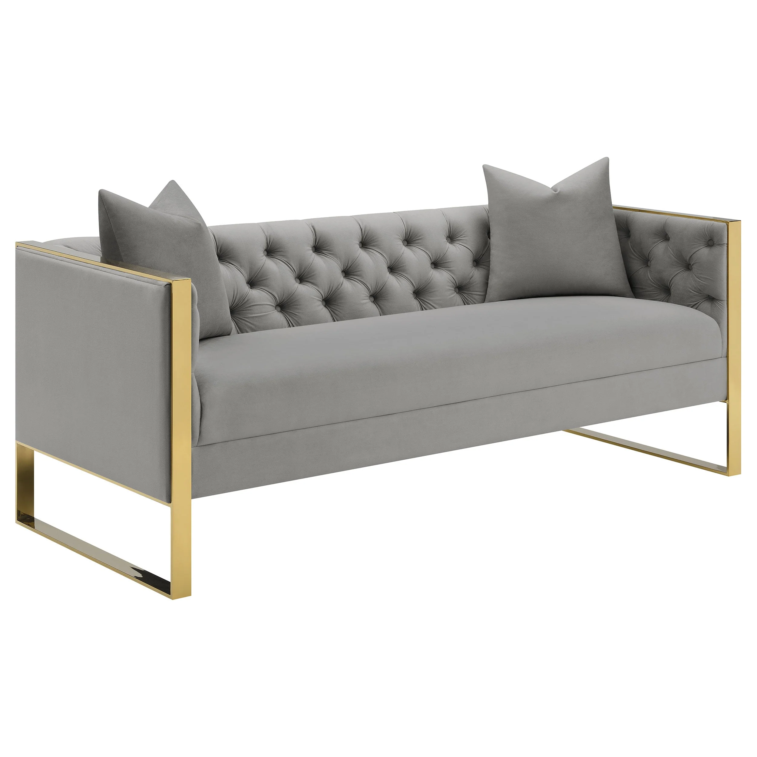 Eastbrook Velvet Upholstered Tufted Sofa Grey - Image 2