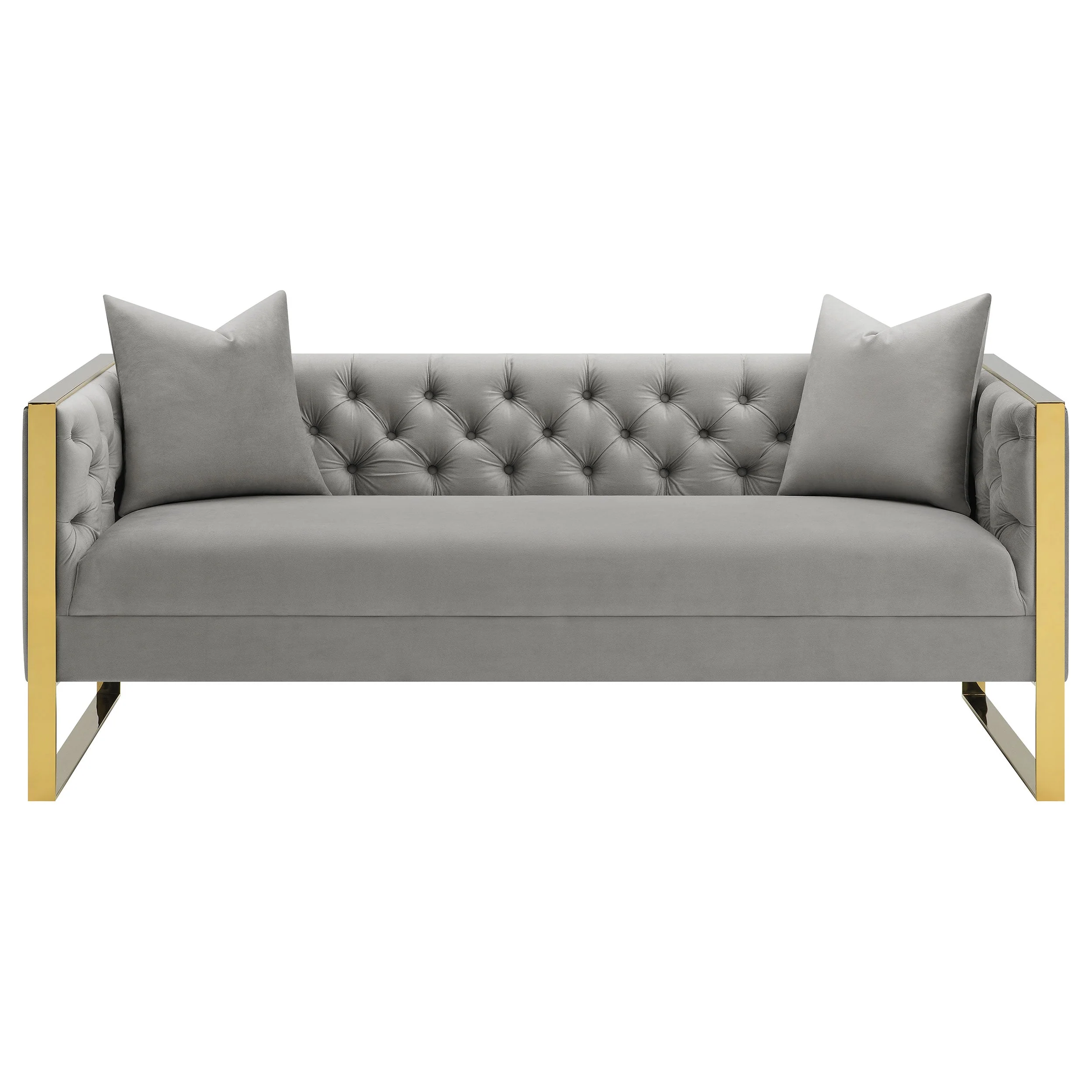 Eastbrook Velvet Upholstered Tufted Sofa Grey - Image 4