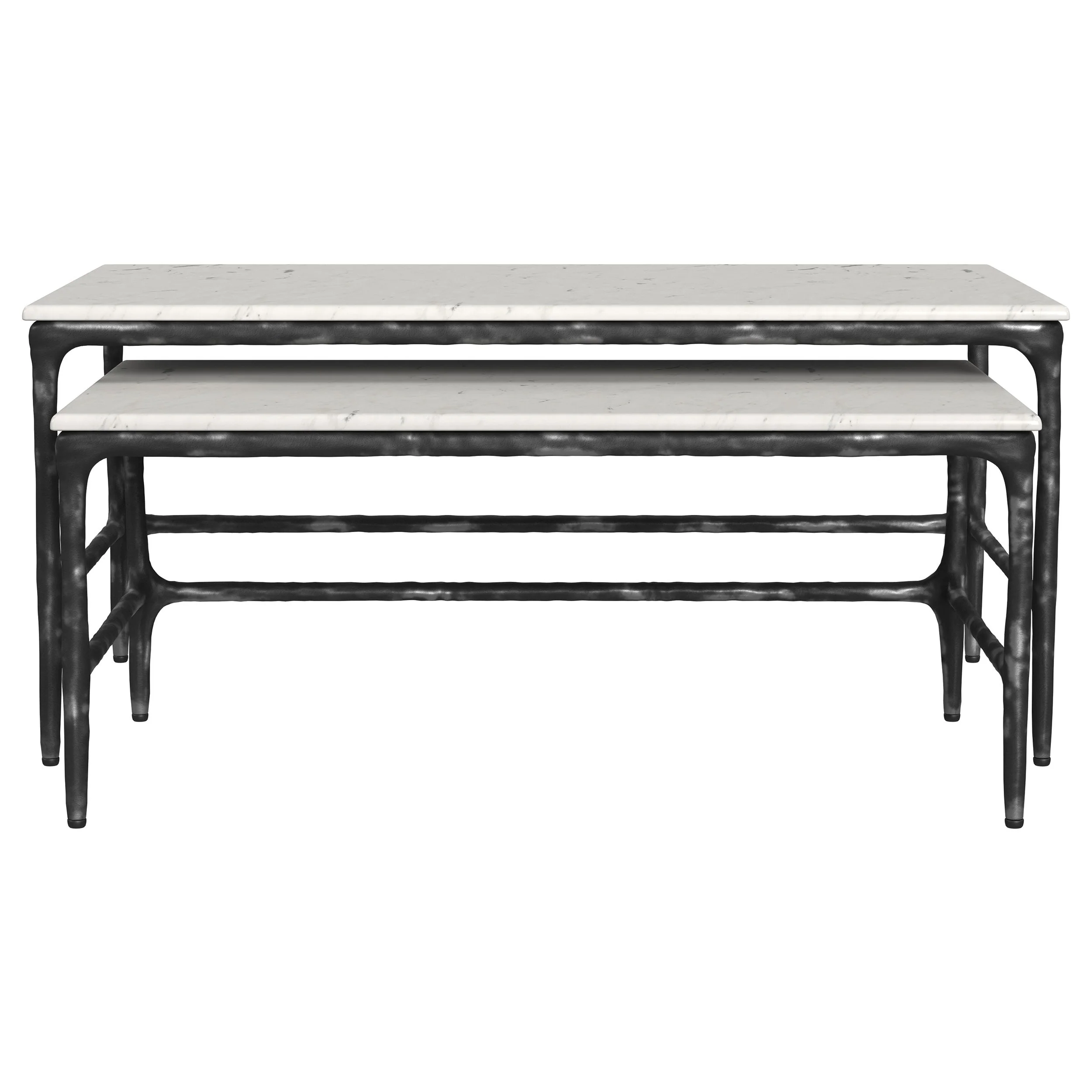 Ebby 2-piece Genuine Marble Top Nesting Coffee Tables White - Image 4
