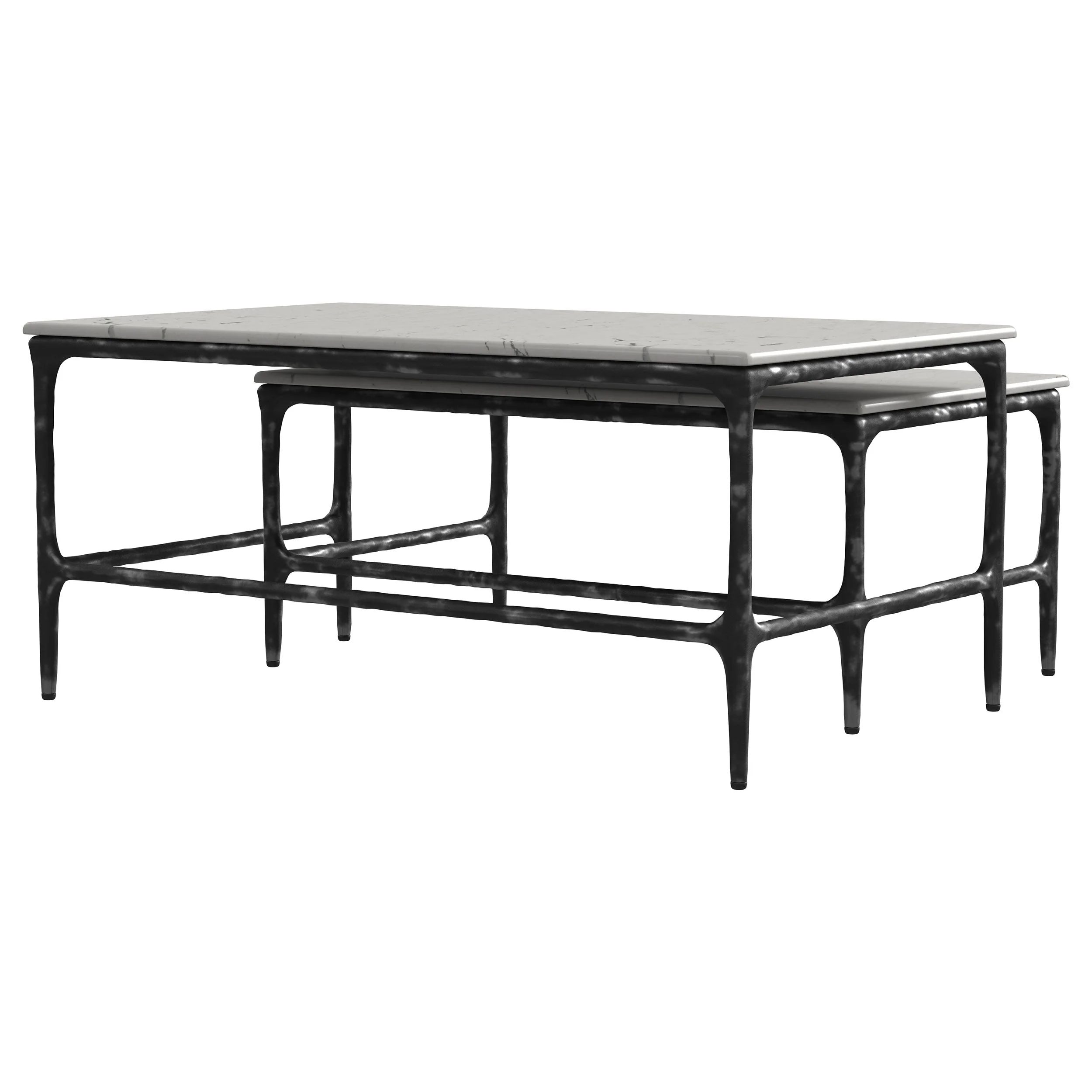 Ebby 2-piece Genuine Marble Top Nesting Coffee Tables White - Image 9