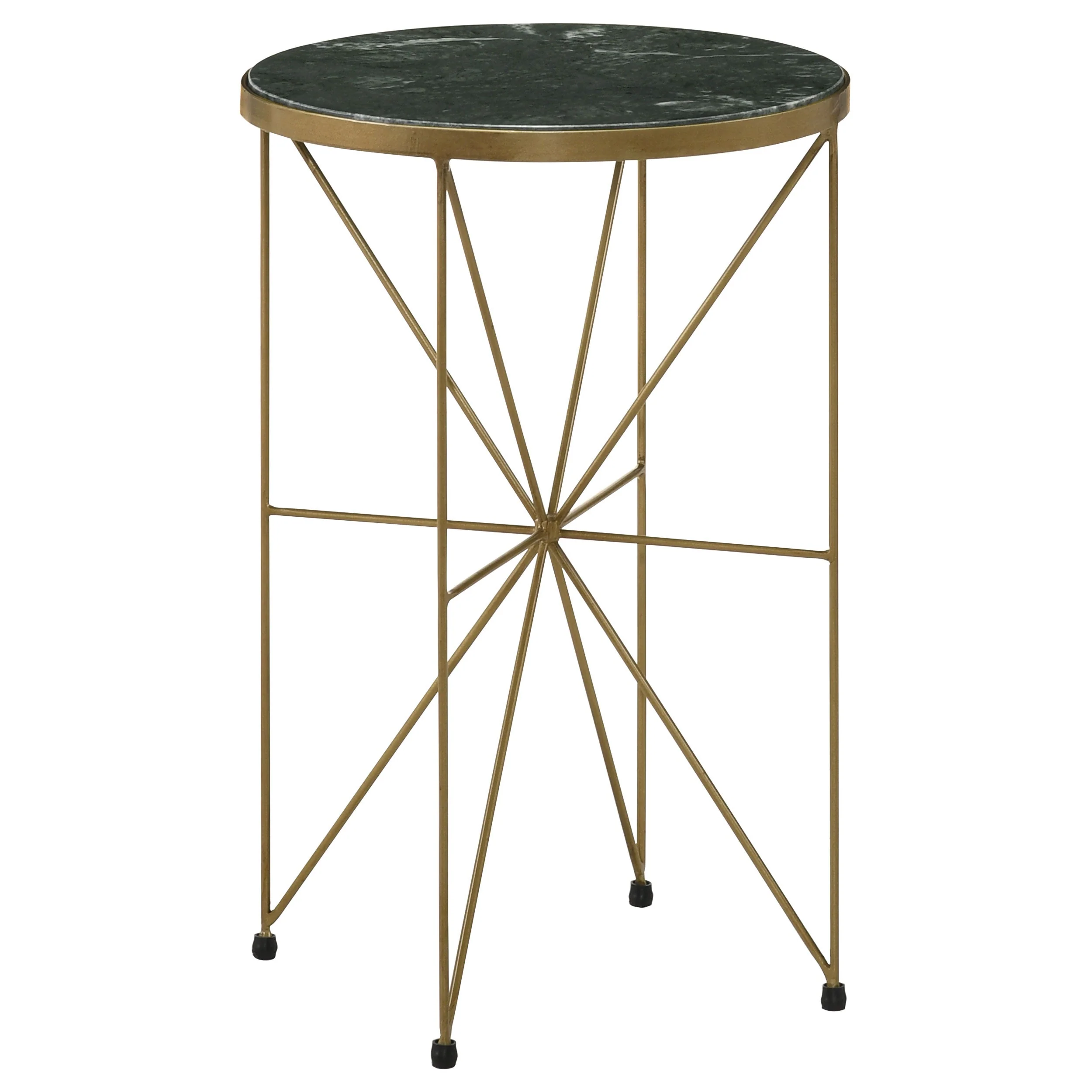 Eliska Round Green Marble Top Accent Side Table Antique Gold - Image 2