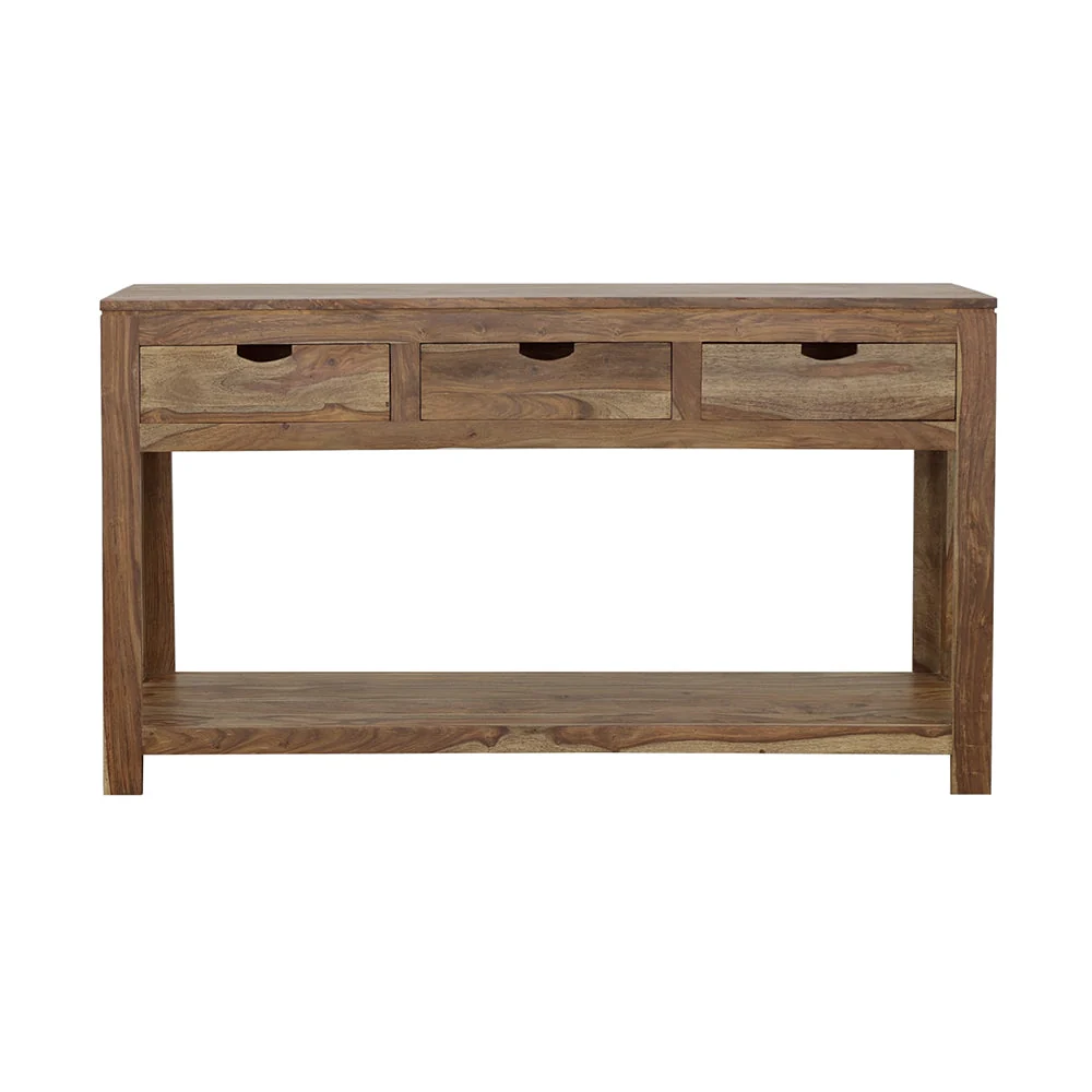 Esther 3-drawer Wood Console Table Natural Sheesham - Image 3