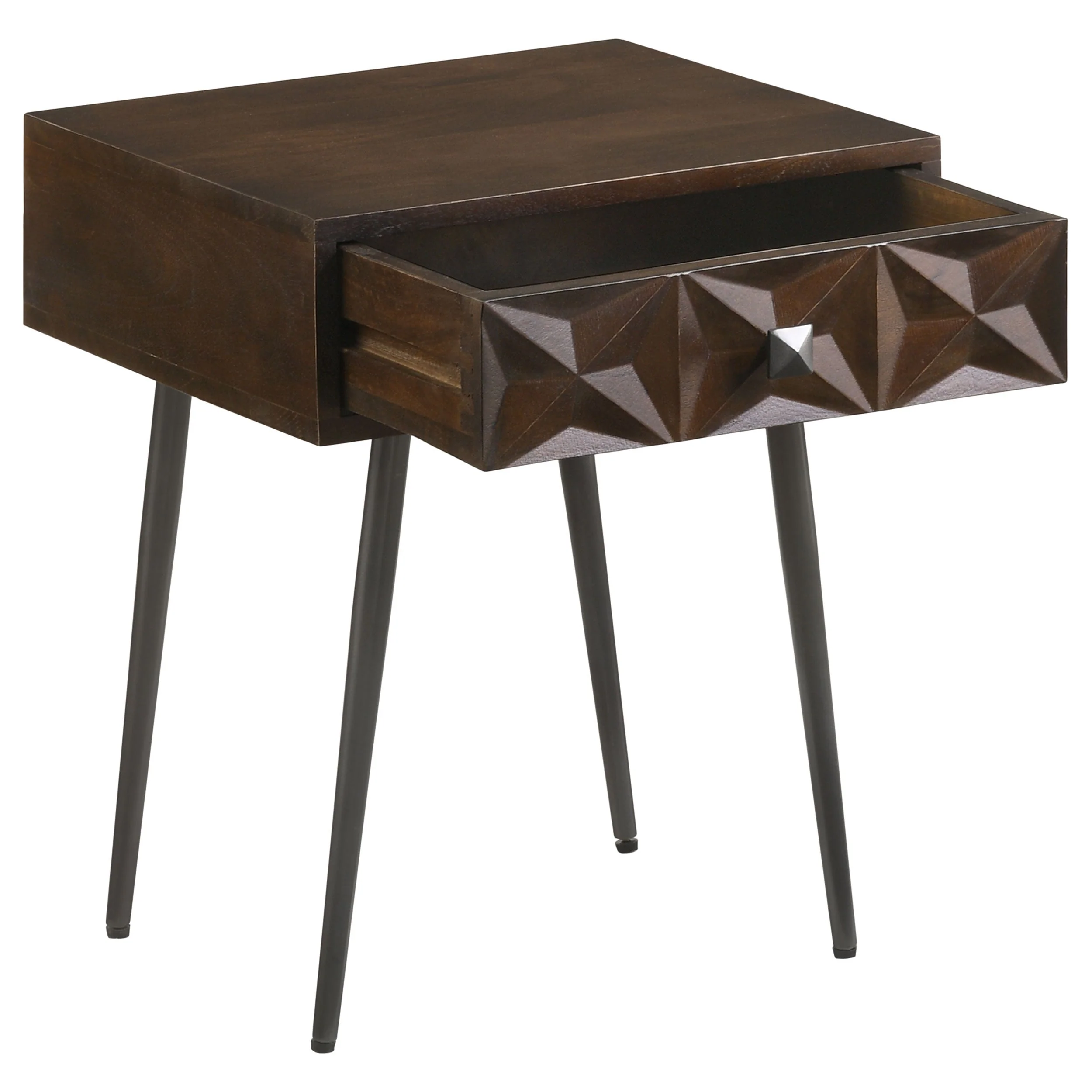 Ezra 1-drawer Rectangular Accent Side Table Coffee Brown - Image 3