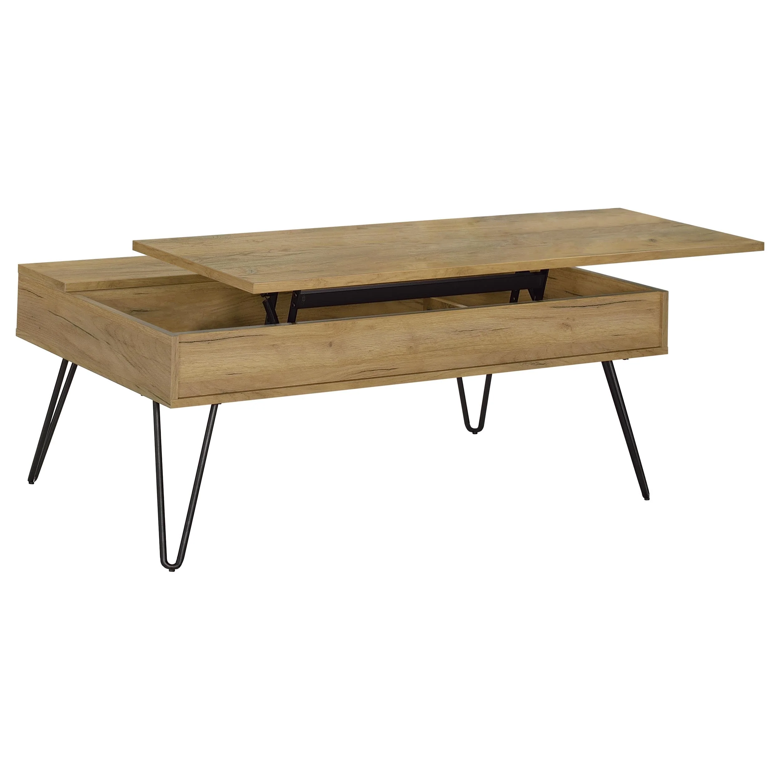 Fanning Lift Top Coffee and End Table Set Golden Oak - Image 9