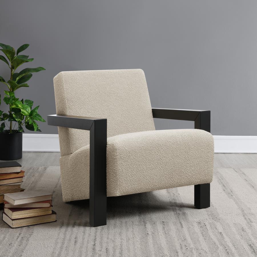 Fitzroy Faux Fur Upholstered Chair Solid Wood Arms - Image 2