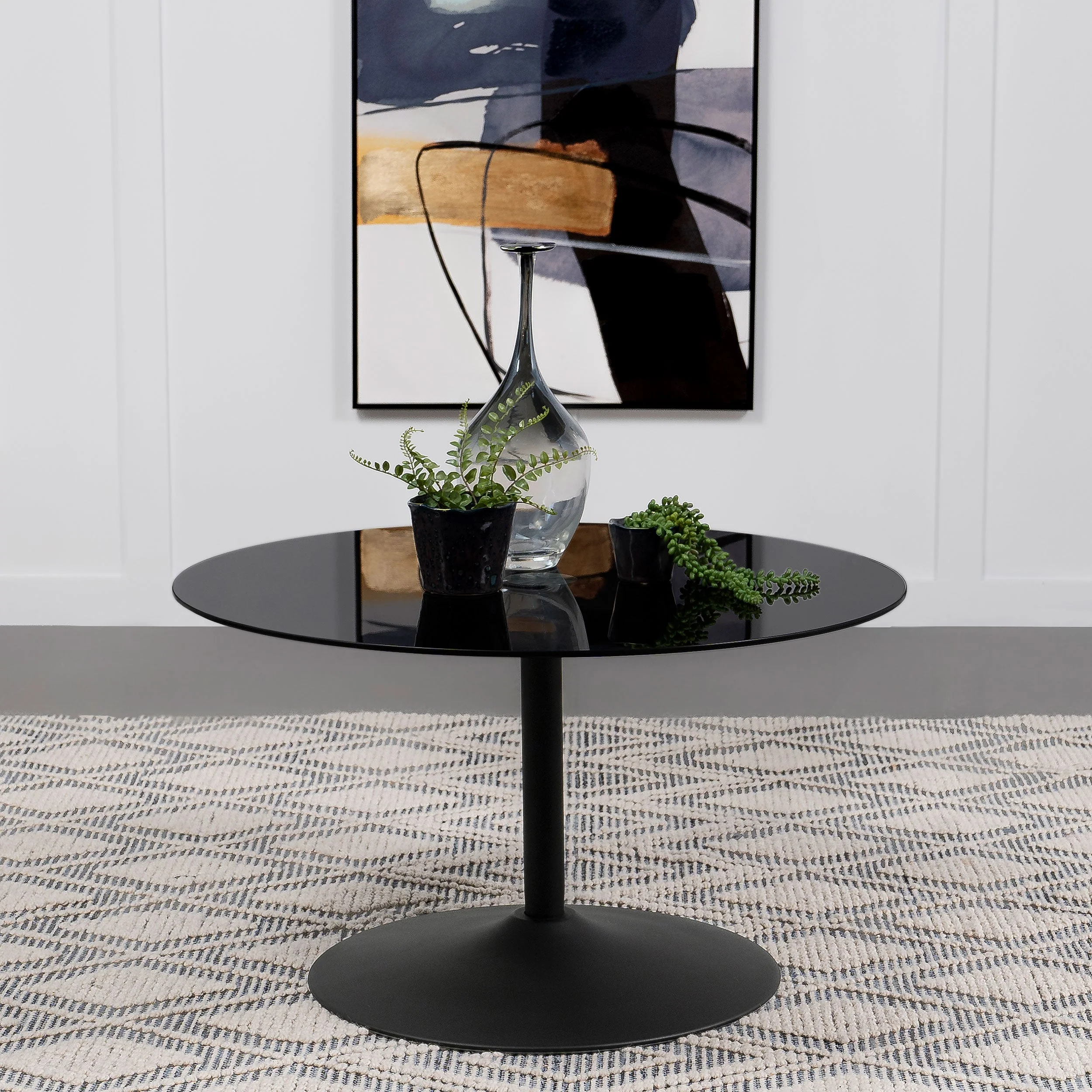 Ganso Round Metal Coffee Table With Tempered Glass Top Black - Image 3