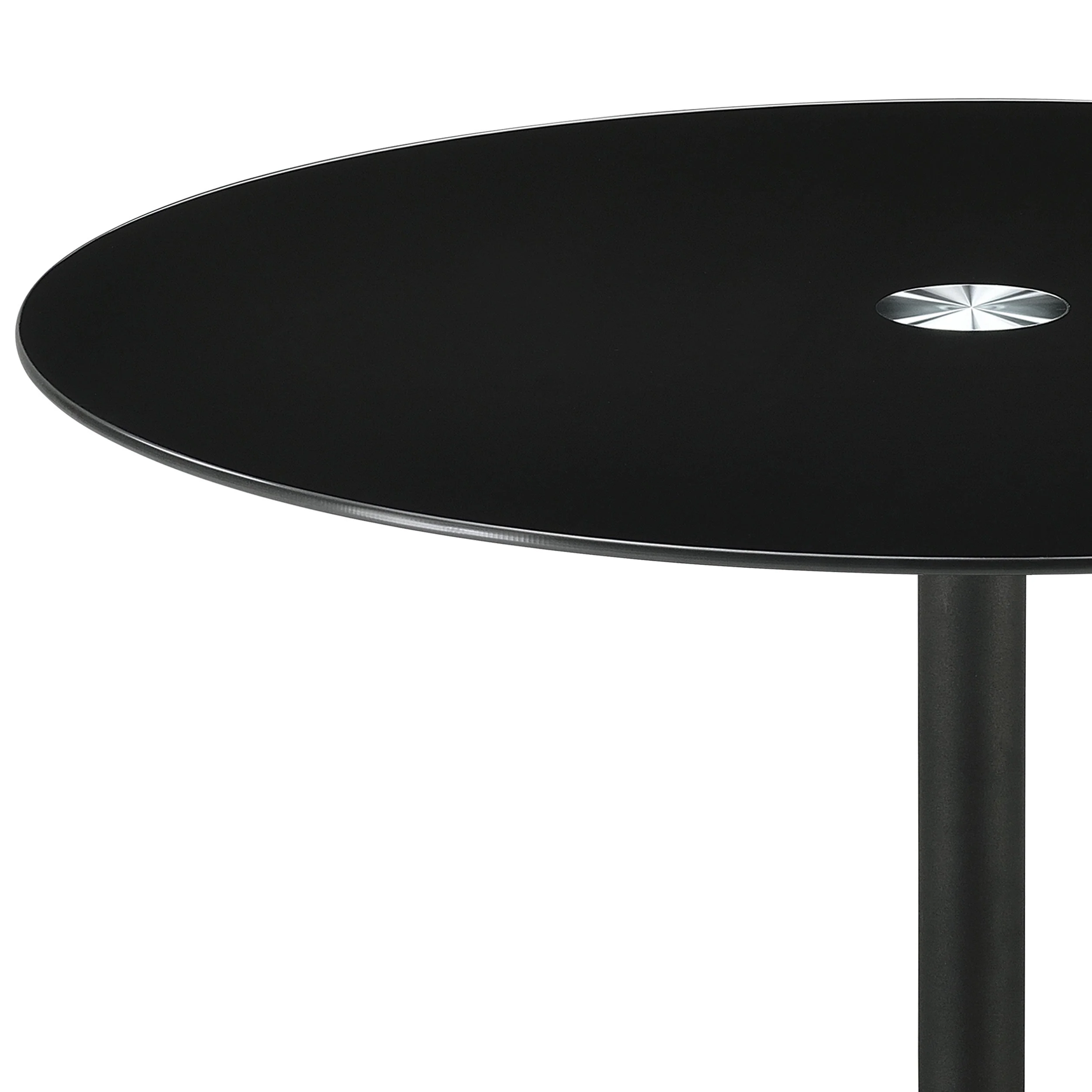 Ganso Round Metal Coffee Table With Tempered Glass Top Black - Image 4