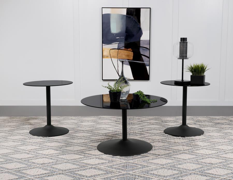 Ganso Round Glass Top Coffee and End Table Set - Image 2