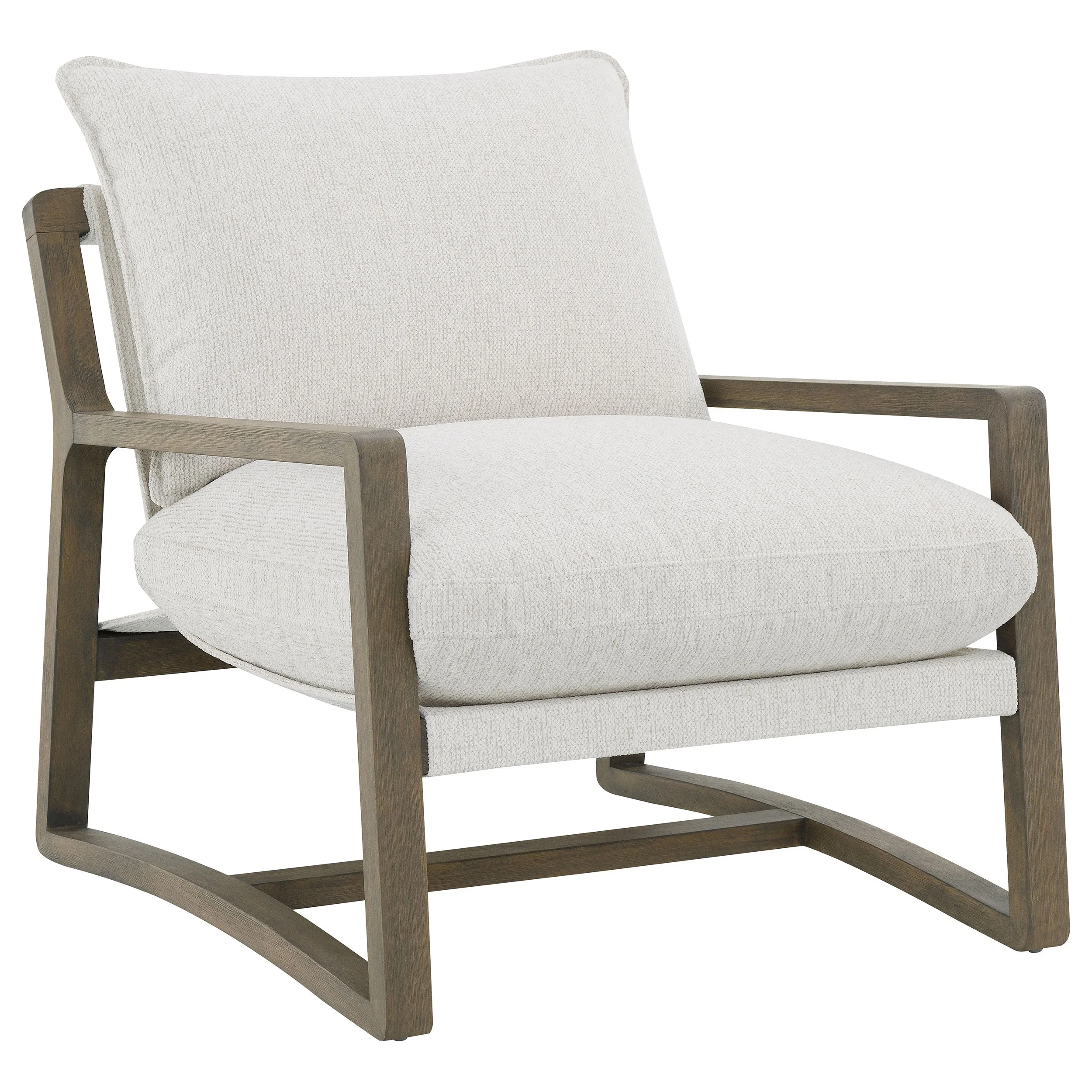 Geneva Boucle Upholstered Wood Arm Accent Chair Sand - Image 2