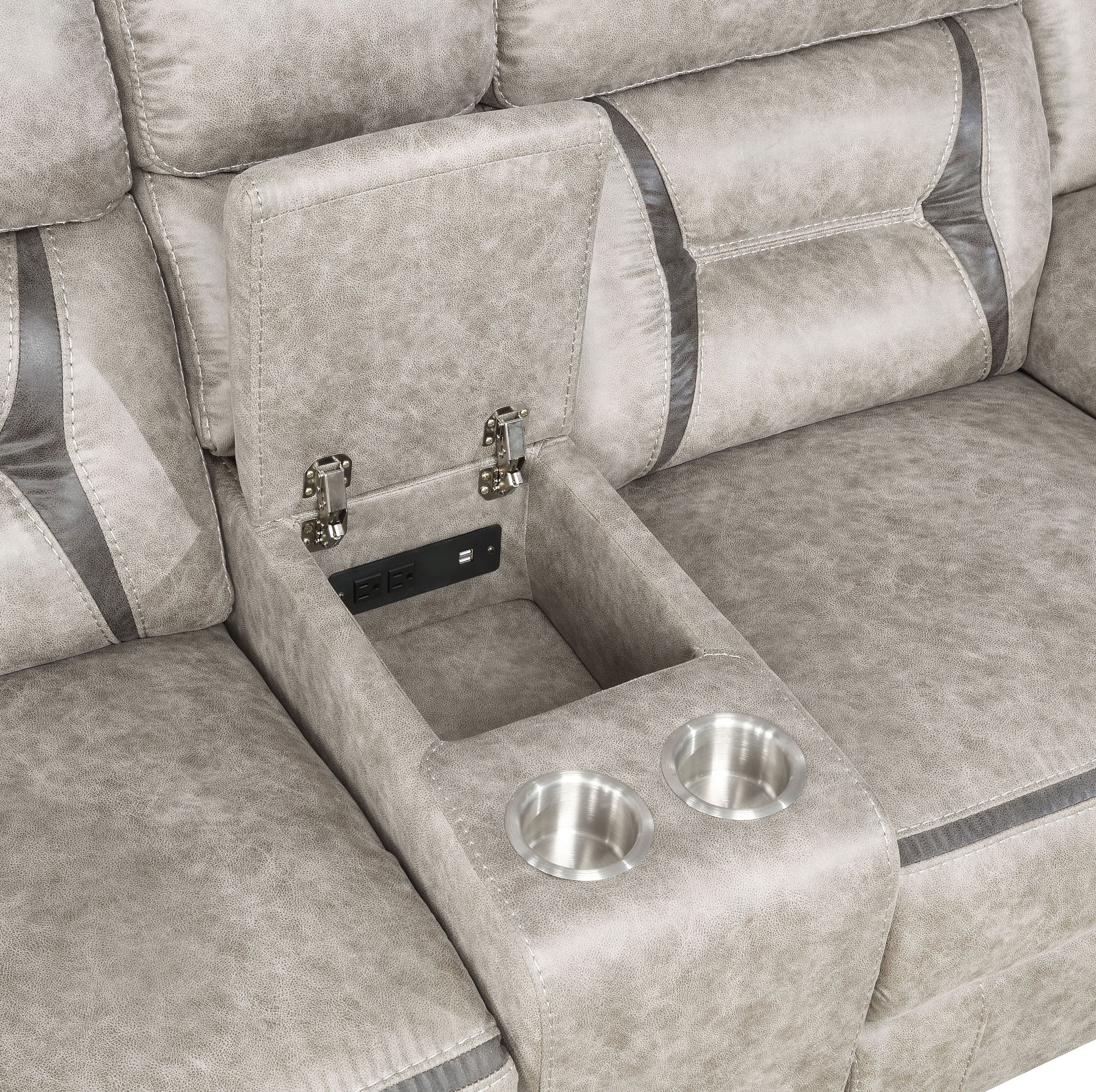 Greer Upholstered Motion Reclining Loveseat - Image 11