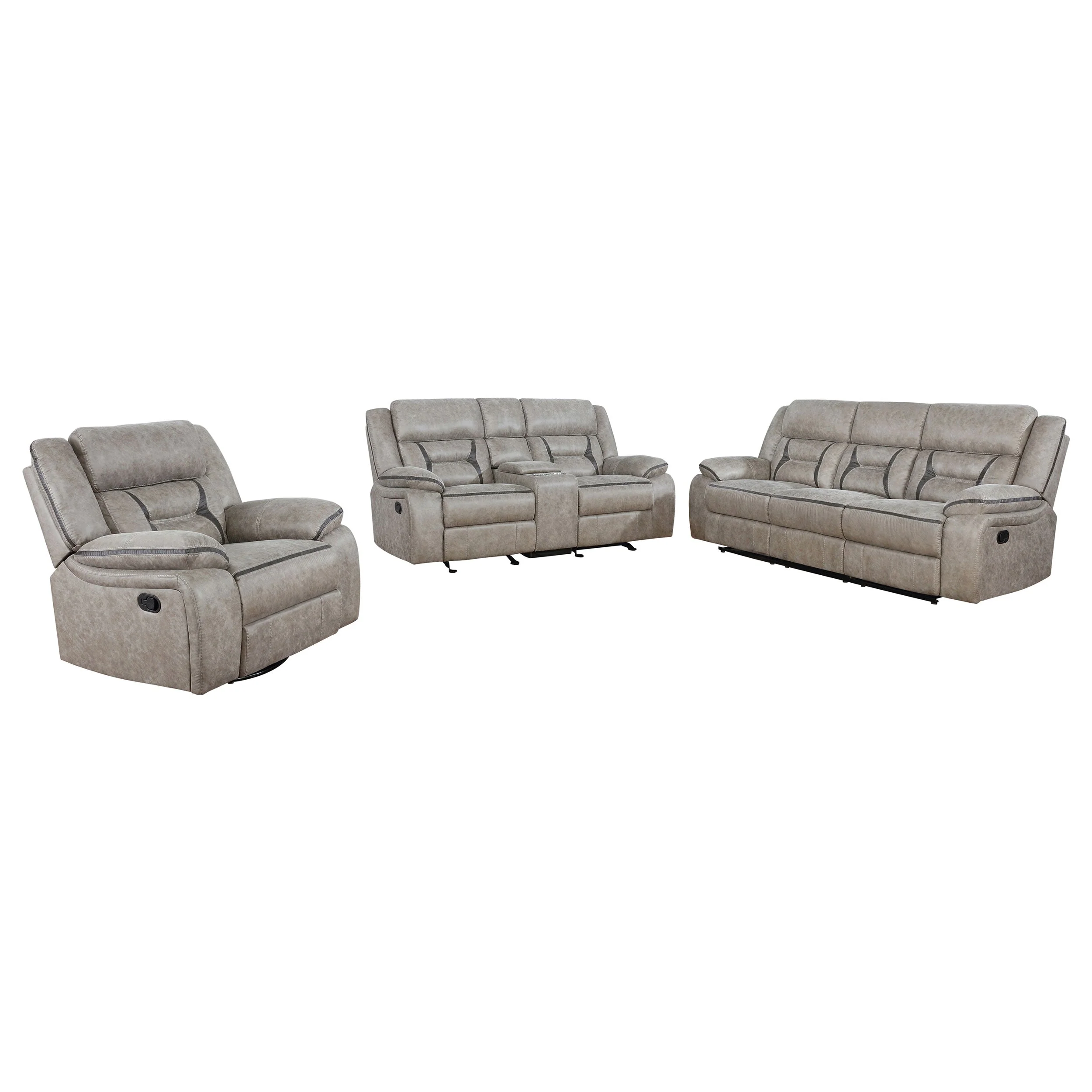 Greer Upholstered Reclining Sofa Set - Image 14