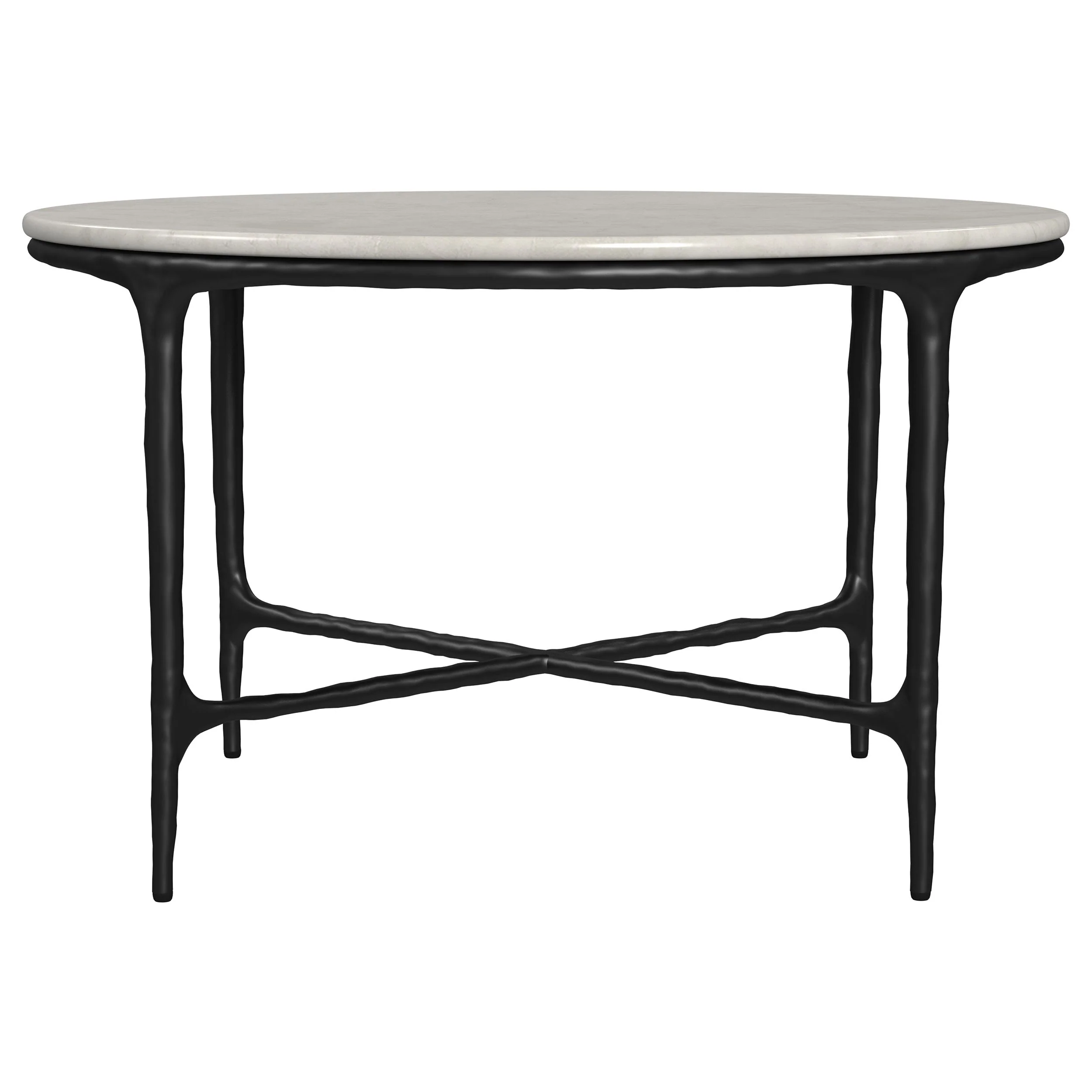Hermas Round Genuine Marble Top Metal Coffee Table White - Image 4