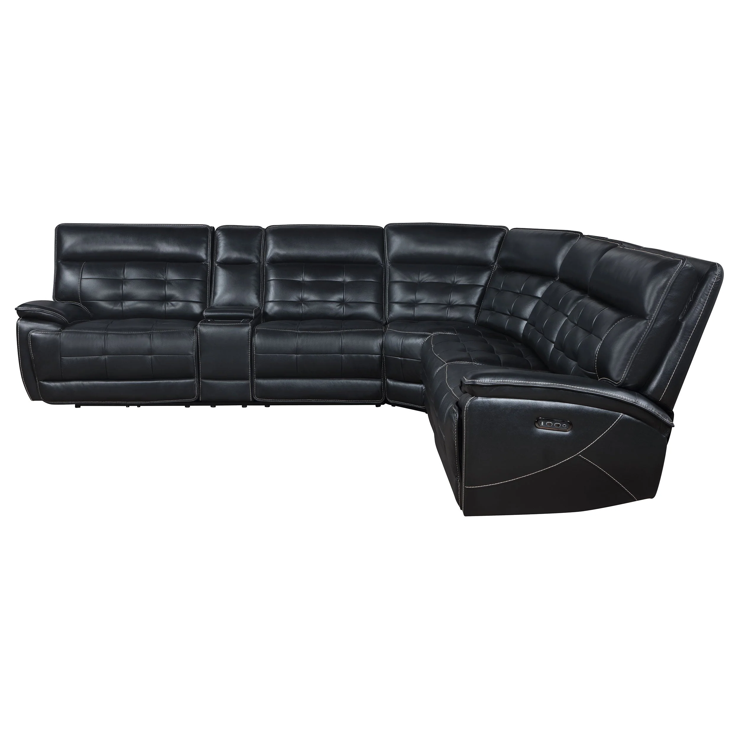 Hewitt Leather Dual Power Reclining Sectional Sofa Black - Image 6
