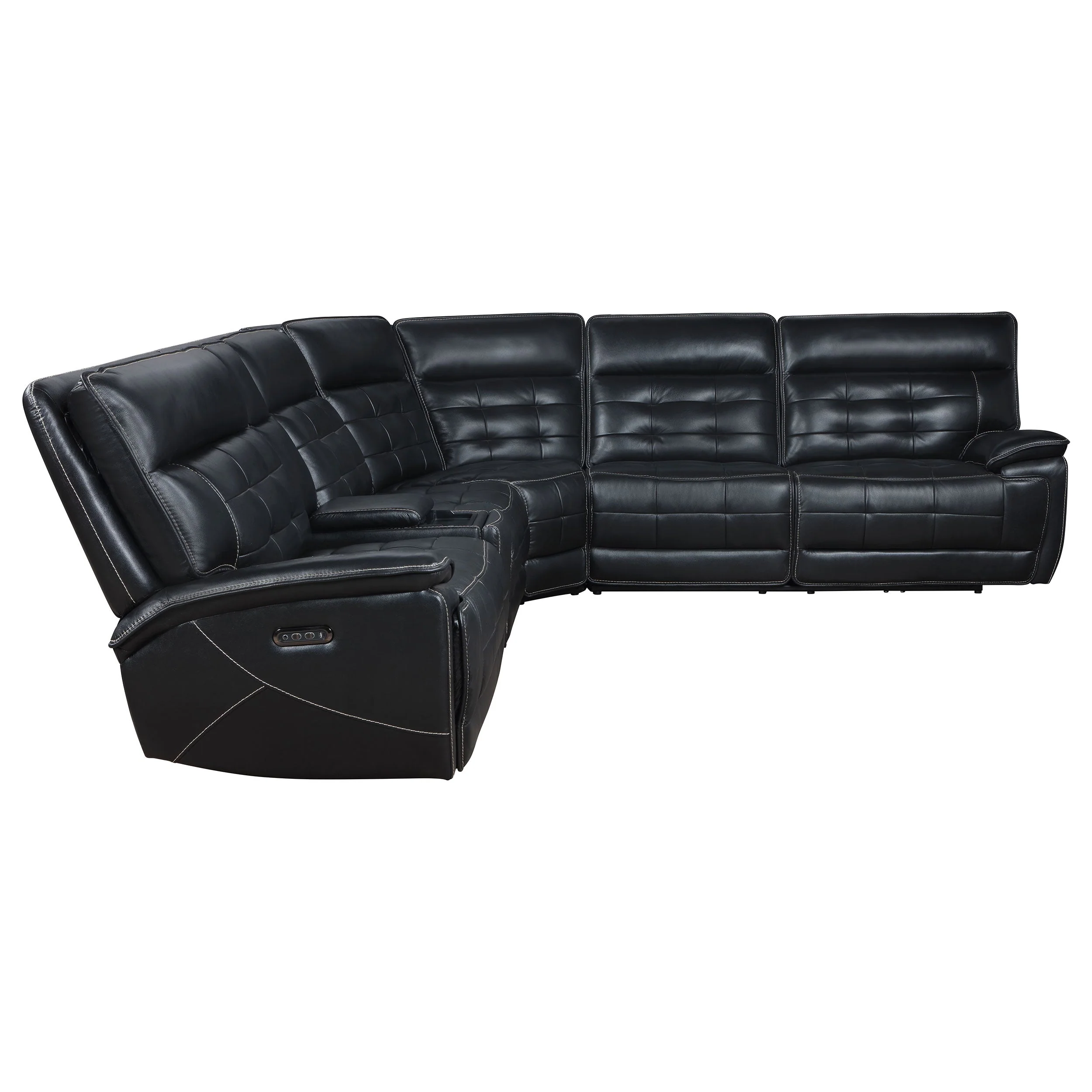 Hewitt Leather Dual Power Reclining Sectional Sofa Black - Image 8