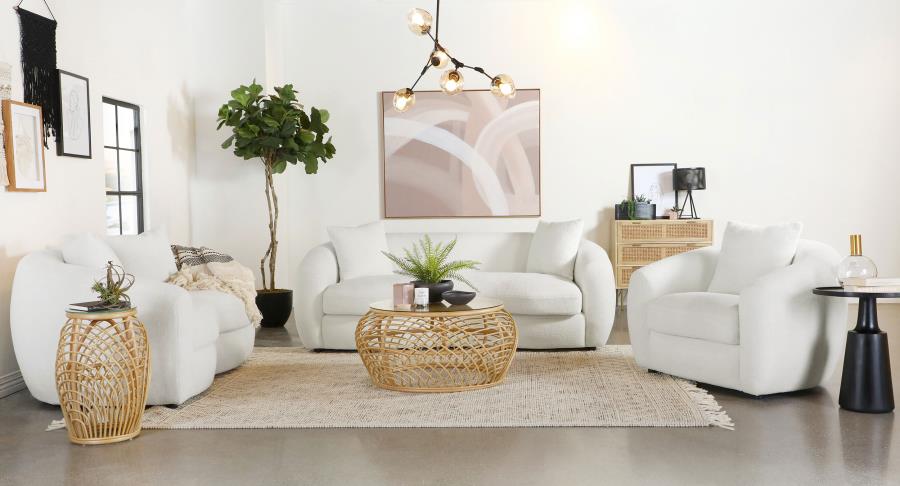Isabella Faux Sheepskin Upholstered Sofa Set Natural - Image 2