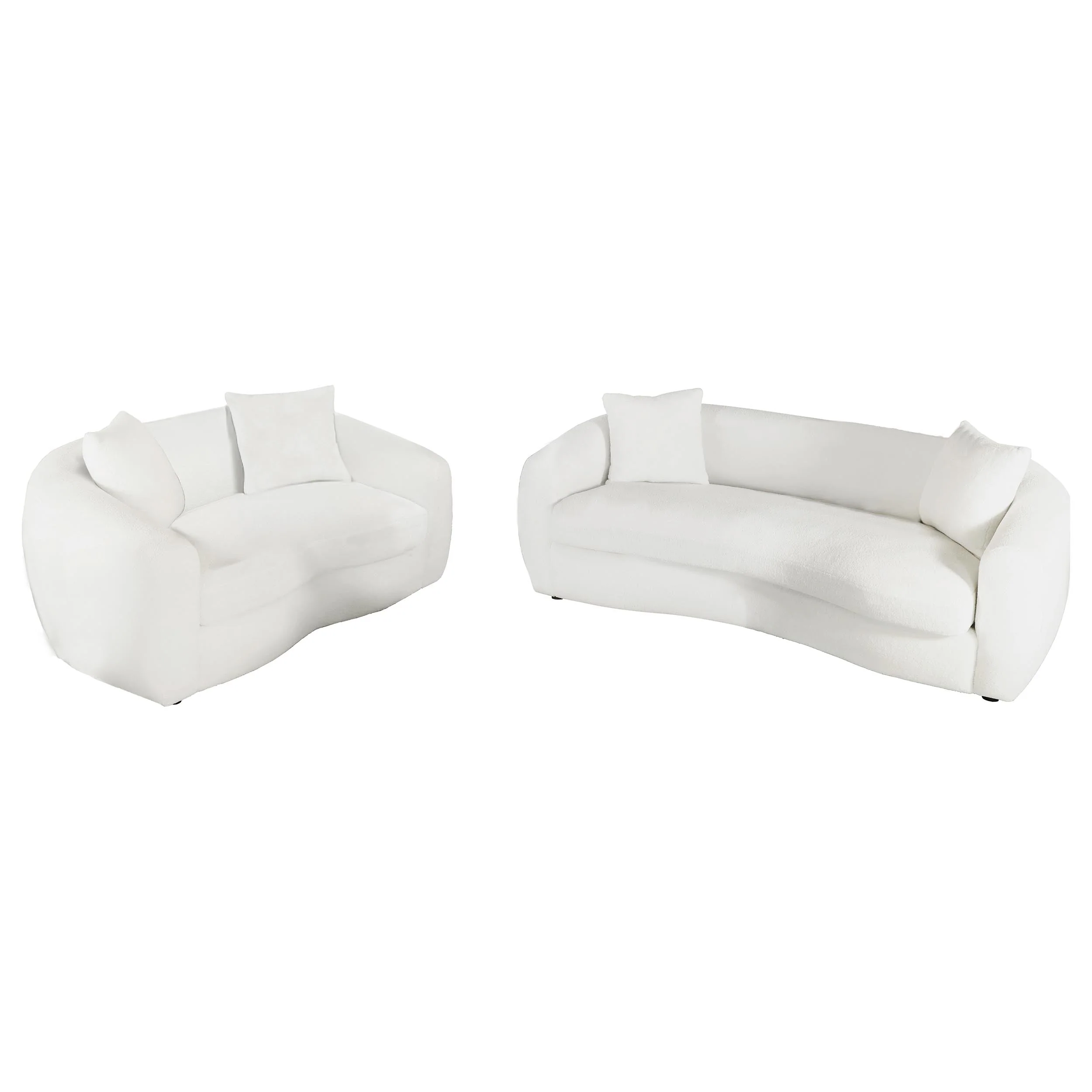Isabella Faux Sheepskin Upholstered Sofa Set Natural - Image 5