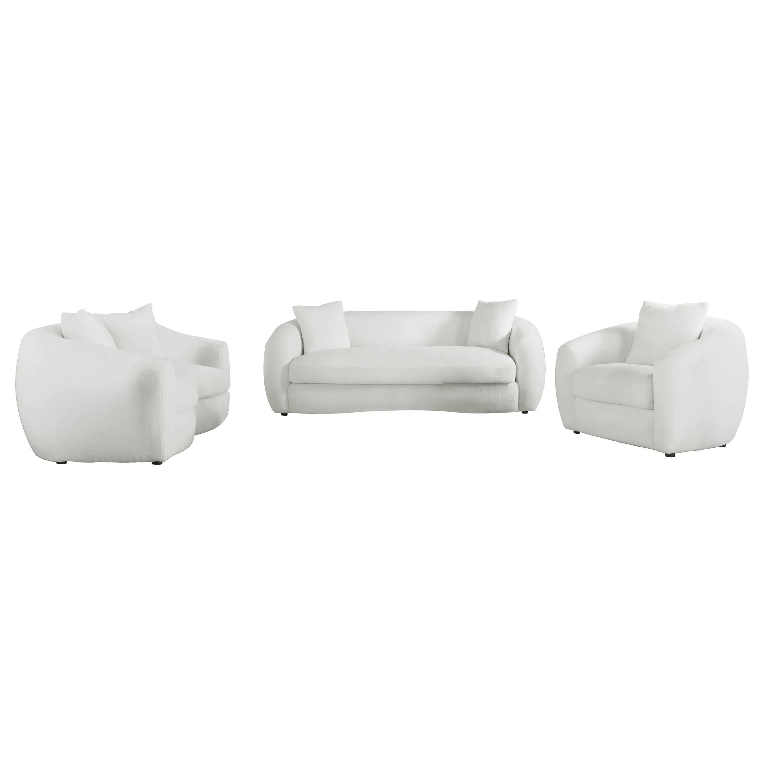 Isabella Faux Sheepskin Upholstered Sofa Set Natural - Image 6