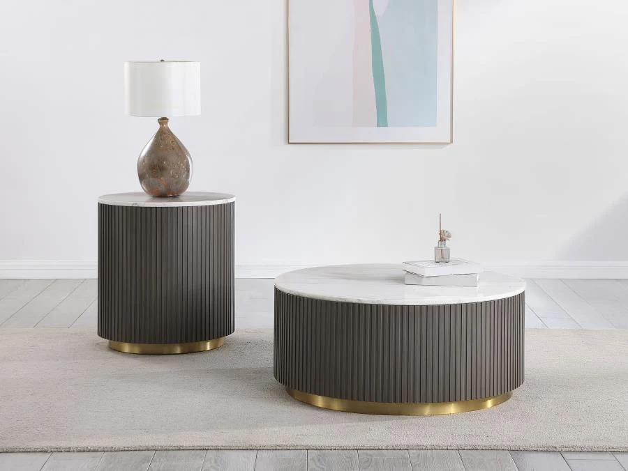 Jason Round Marble Coffee and End Table Set - Image 2
