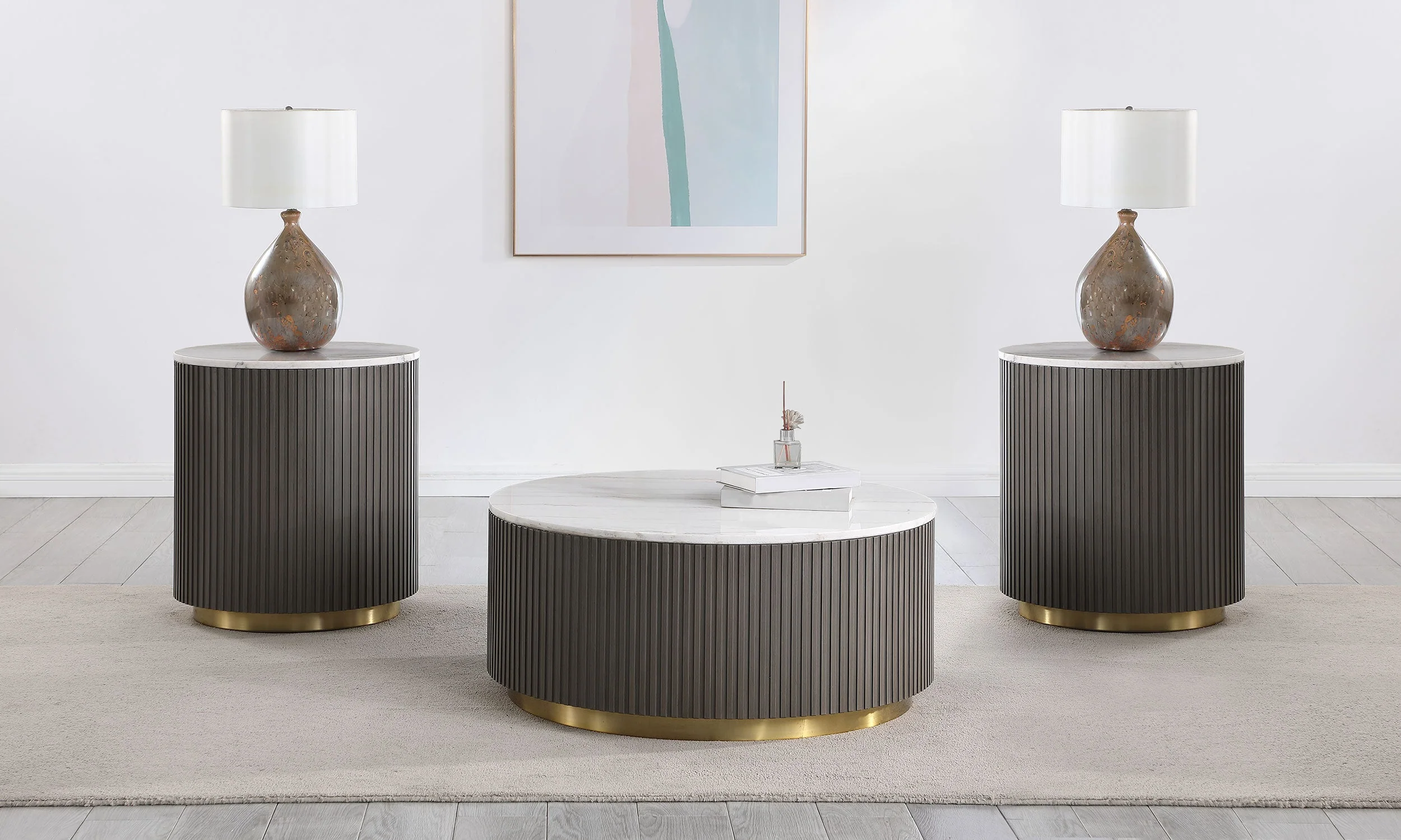 Jason Round Marble Coffee and End Table Set - Image 4