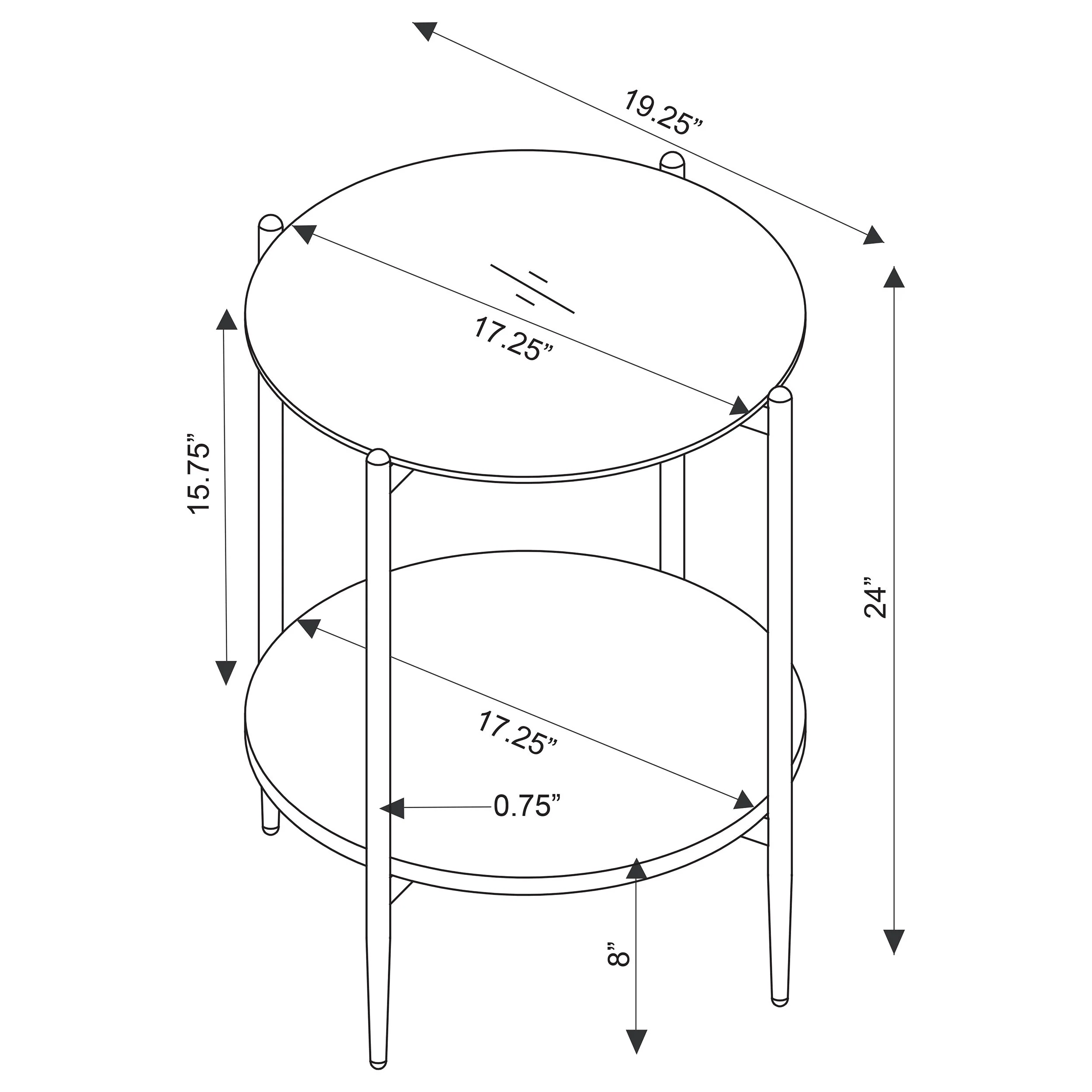 Jonelle Round Glass Top End Table White Marble Shelf Gold - Image 9