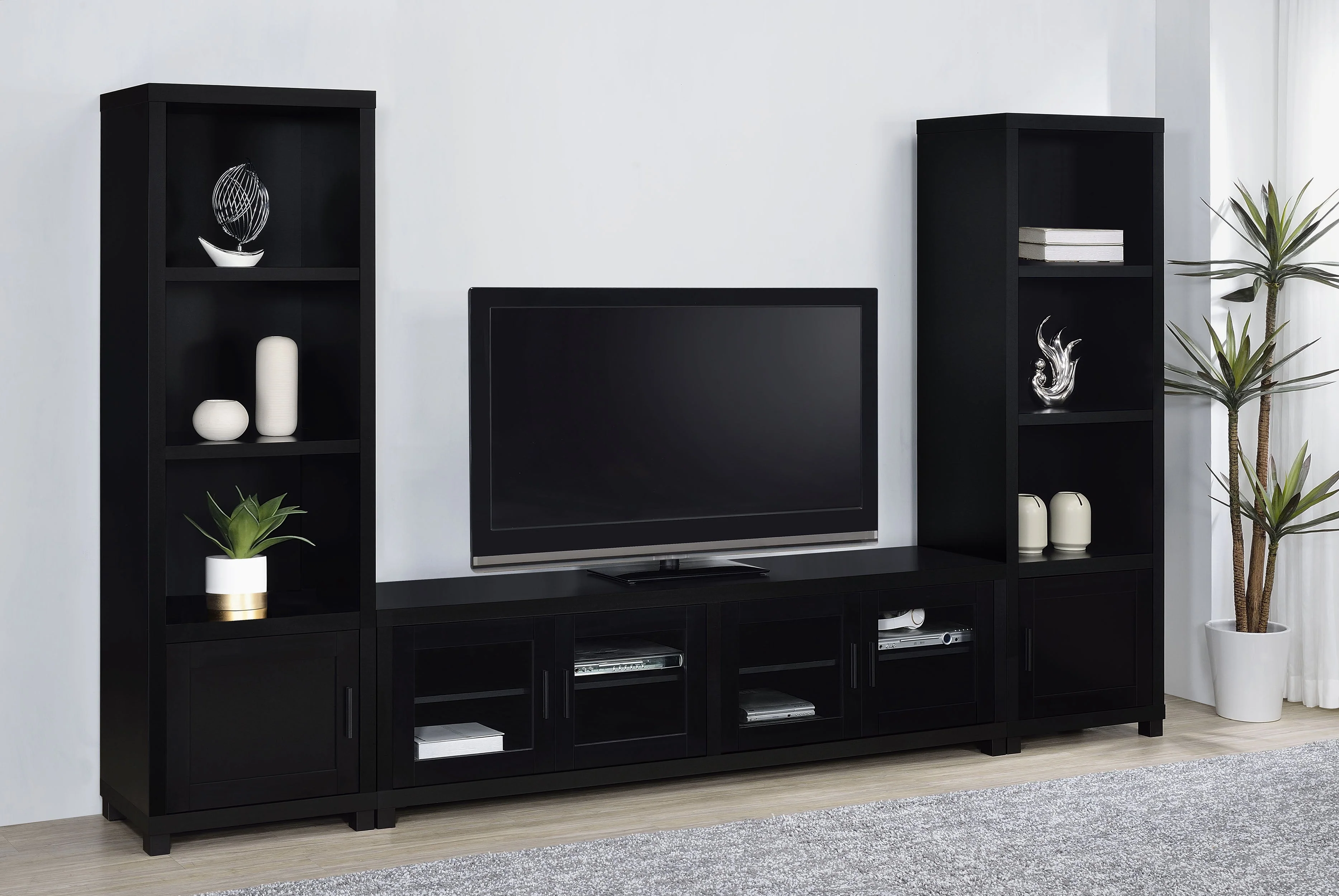 Jupiter 3-shelf Engineered Wood Media Tower Black - Image 11