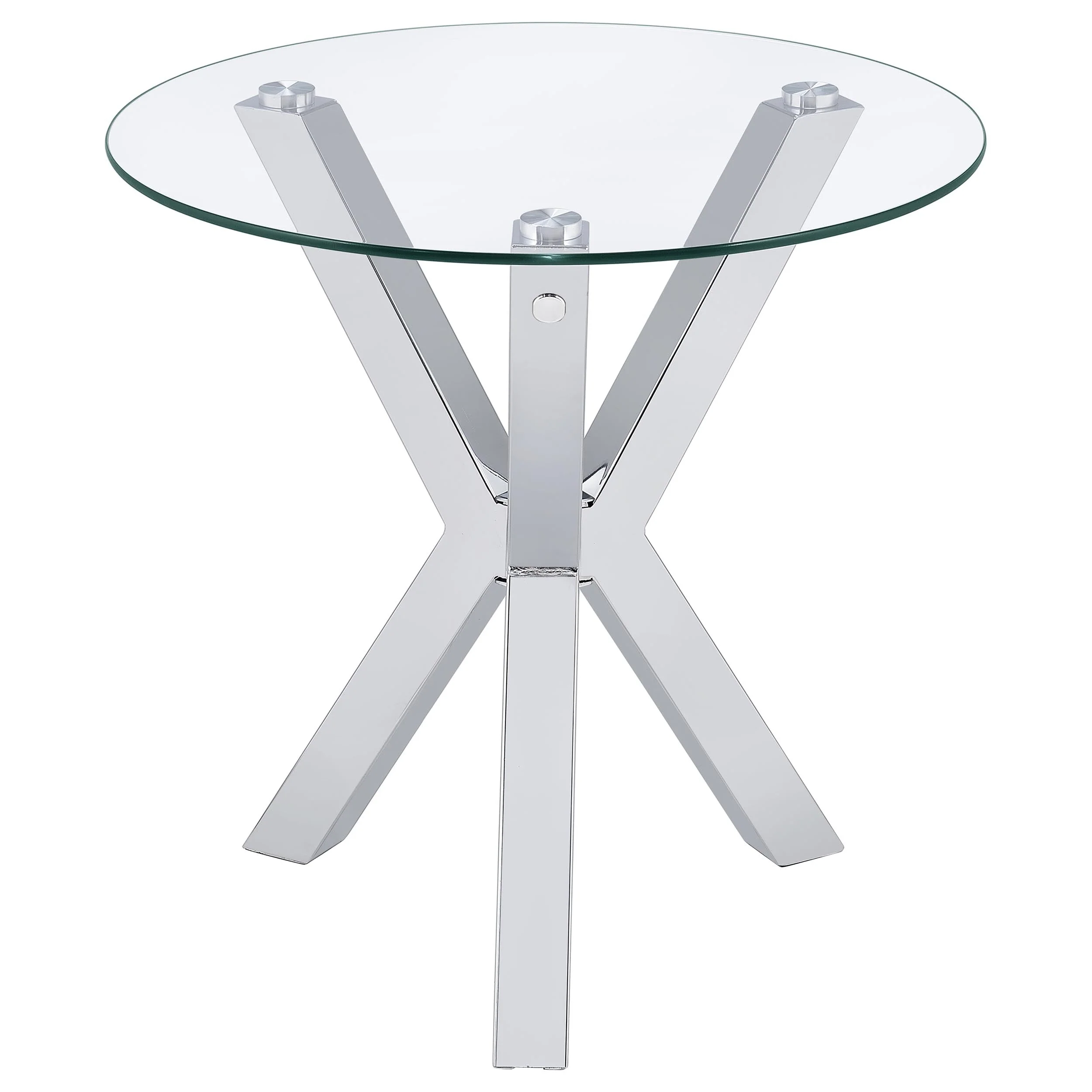 Kenzie Round Coffee and End Table Set Chrome - Image 11