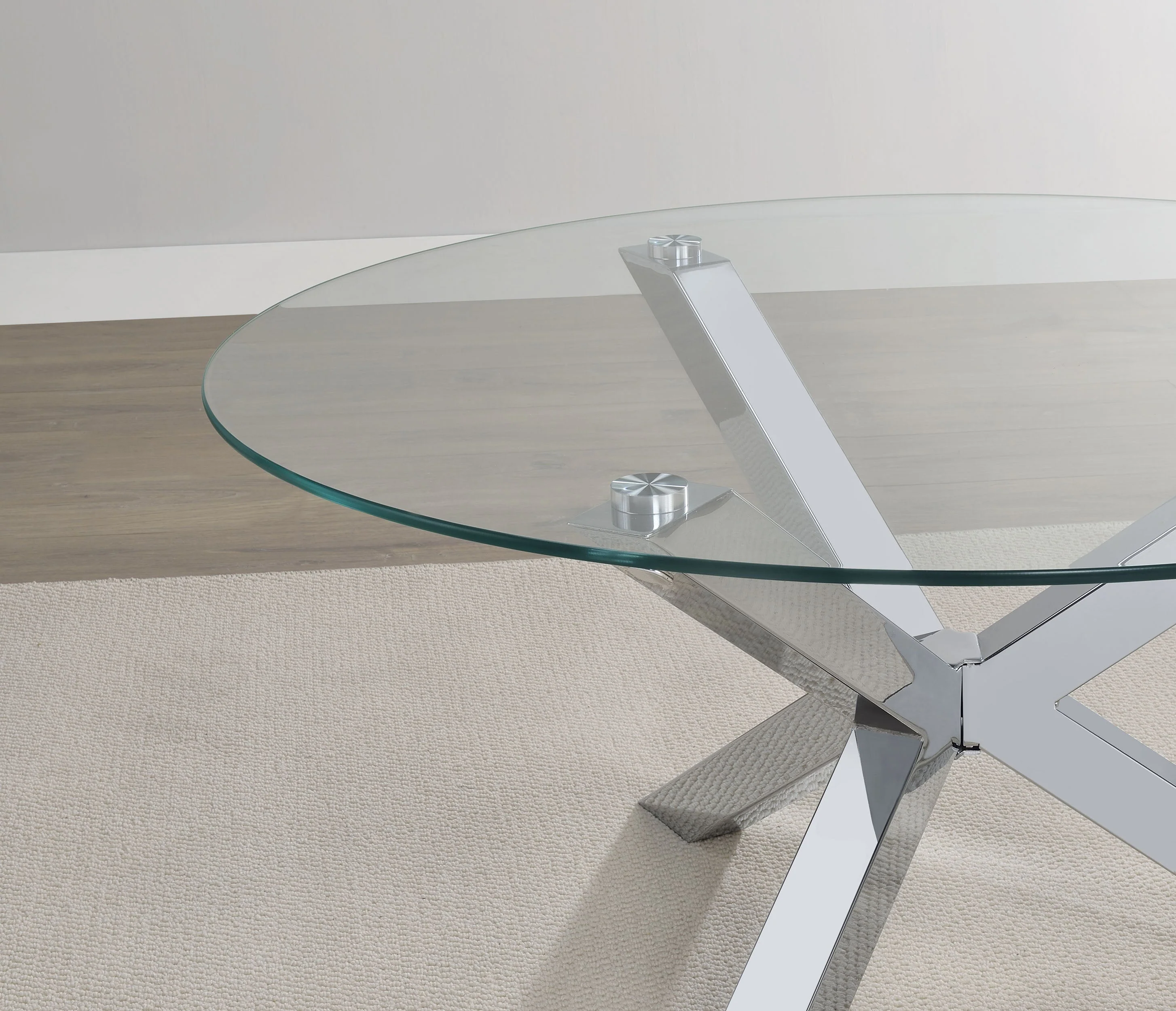 Kenzie Round Tempered Glass Top End Side Table Chrome - Image 6