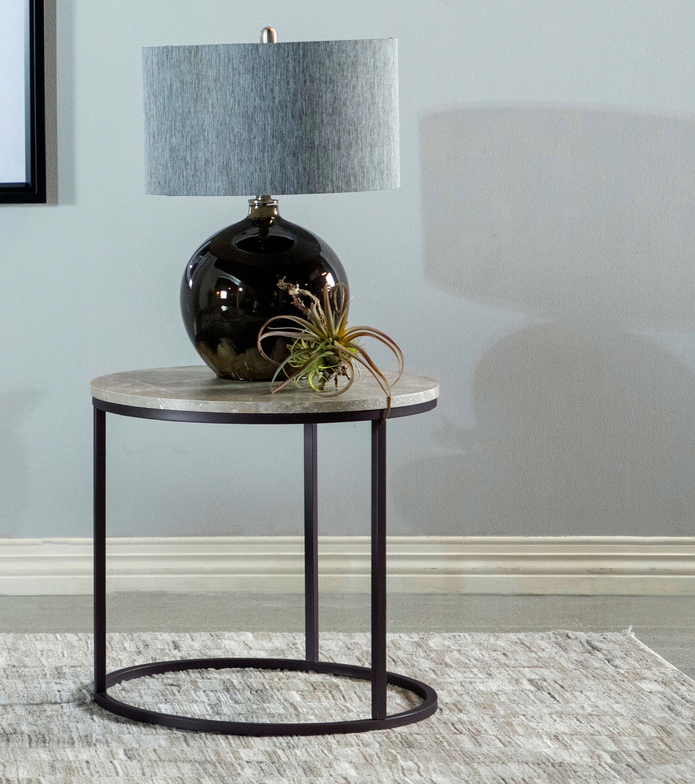 Lainey Round Faux Marble Side End Table - Image 7