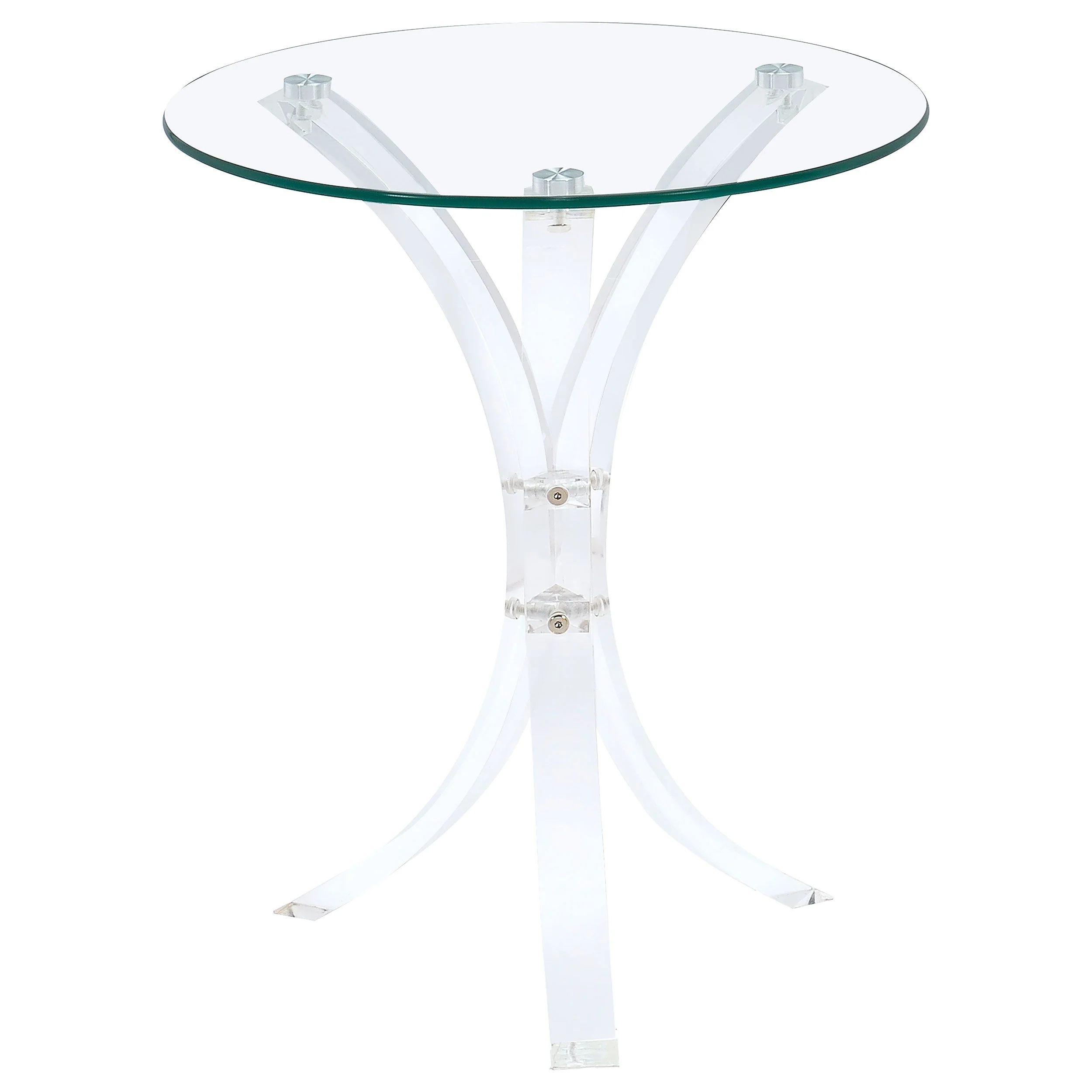Laning Round Glass Top Acrylic Side Table Clear - Image 2