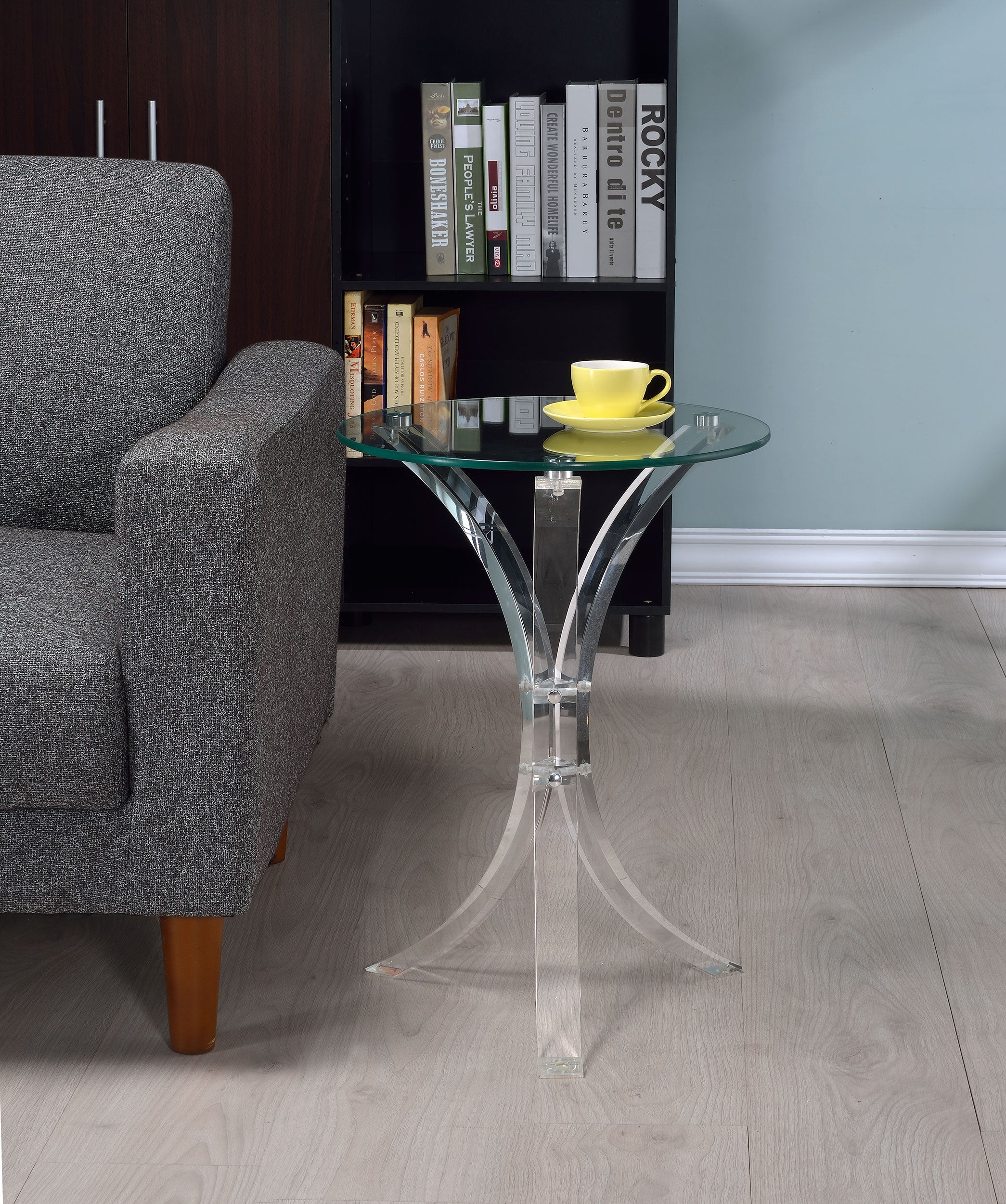 Laning Round Glass Top Acrylic Side Table Clear - Image 3