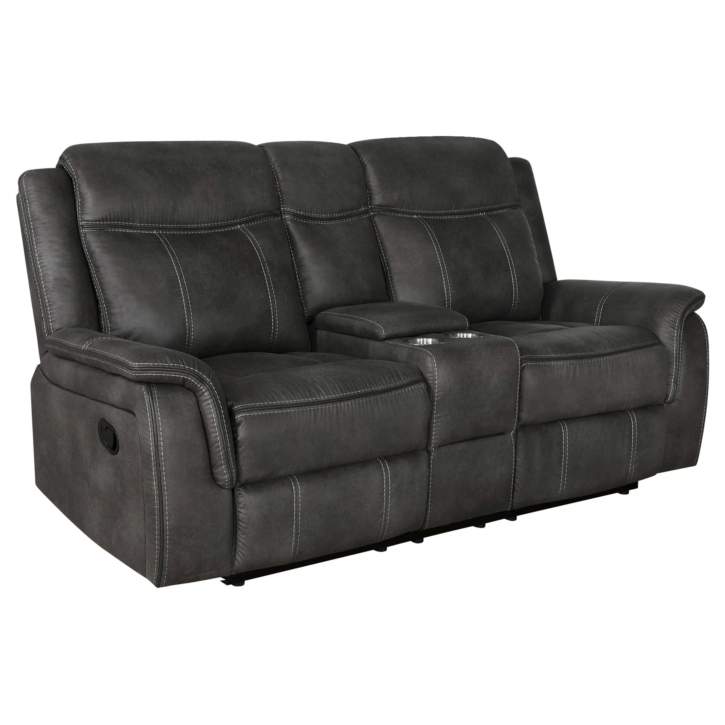 Lawrence Upholstered Padded Arm Reclining Loveseat Charcoal - Image 2