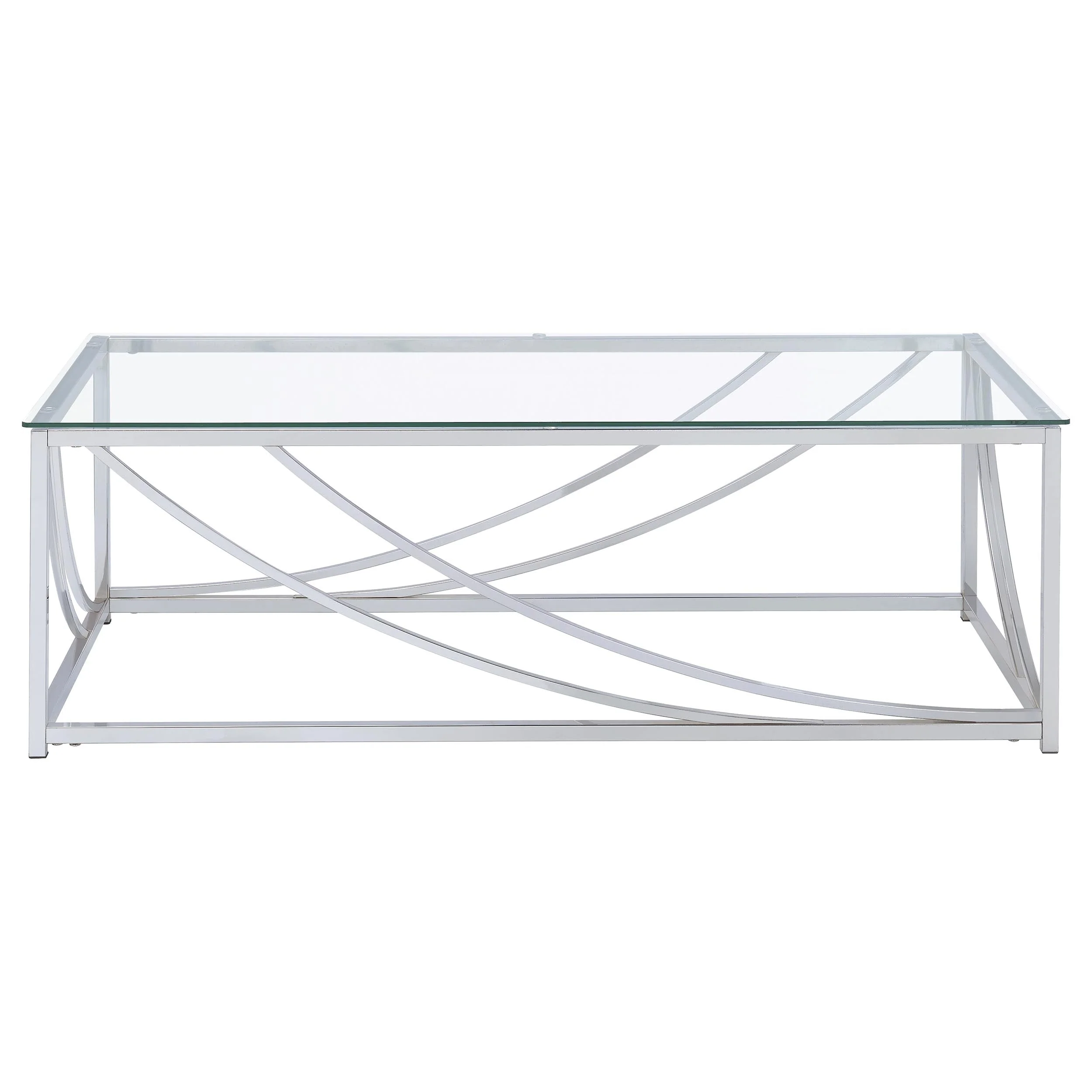 Lille Glass Top Coffee And End Table Set Chrome - Image 13