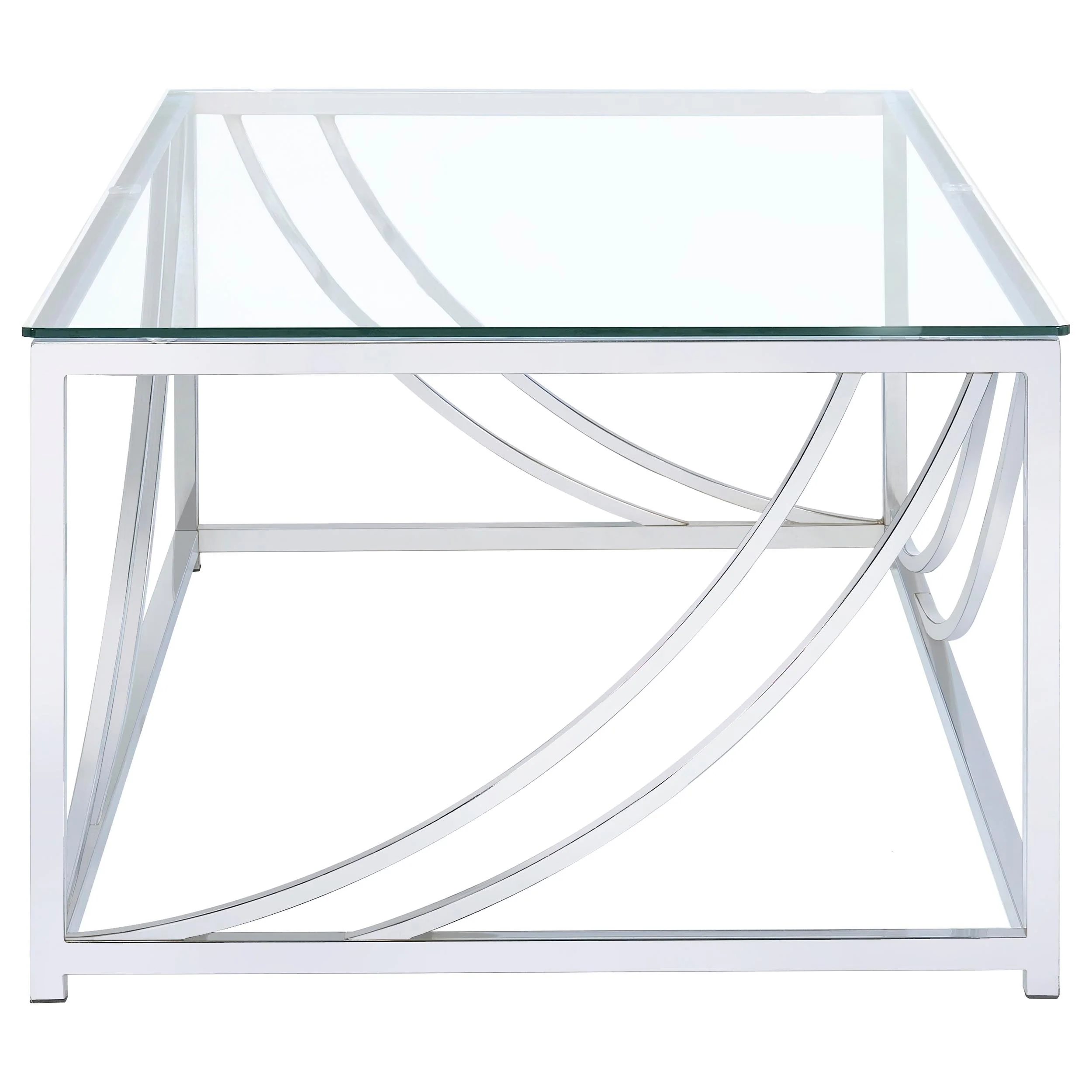 Lille Glass Top Coffee And End Table Set Chrome - Image 15