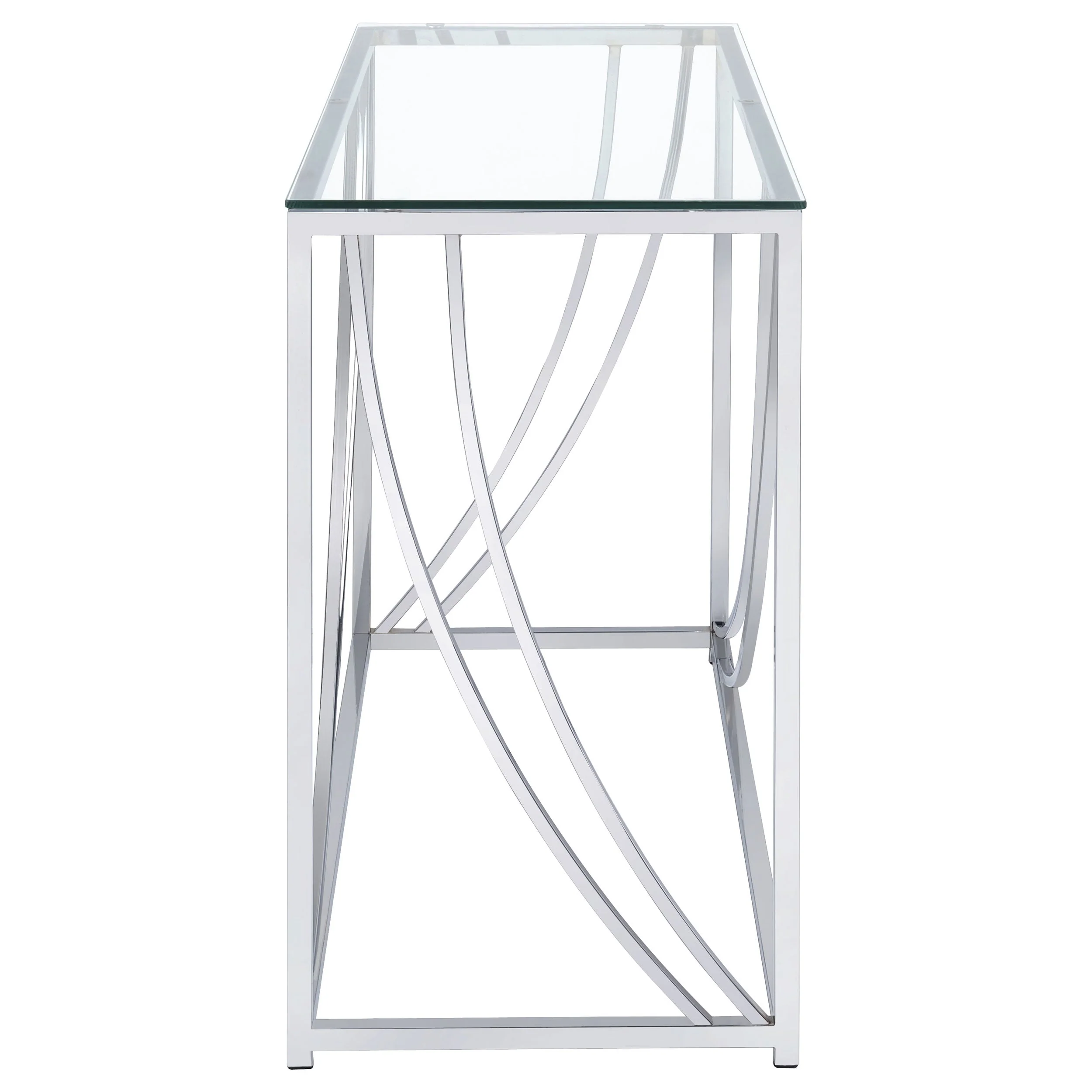 Lille Glass Top Entryway Console Table Accents Chrome - Image 5