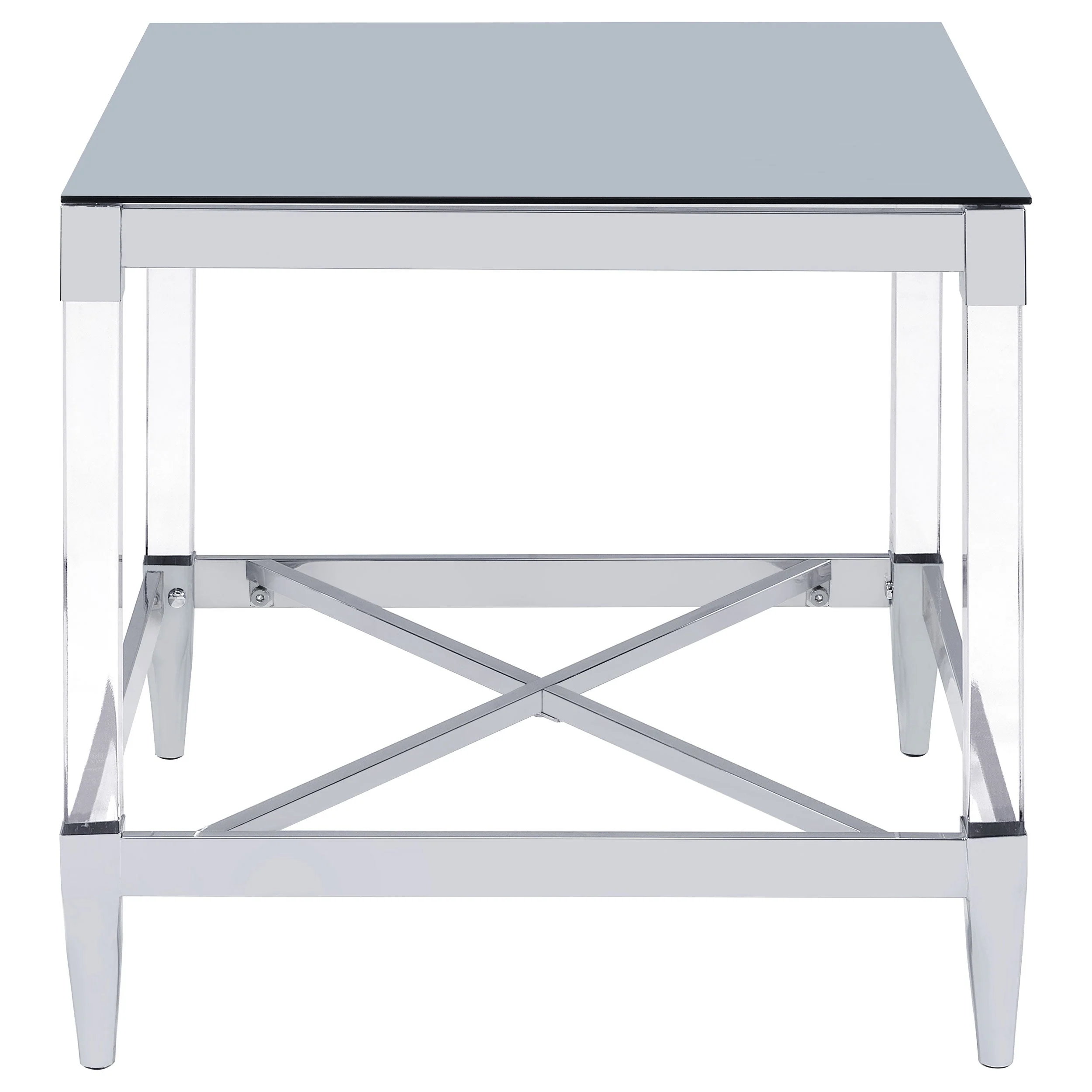 Lindley Square Tempered Mirror Acrylic Side End Table Chrome - Image 7