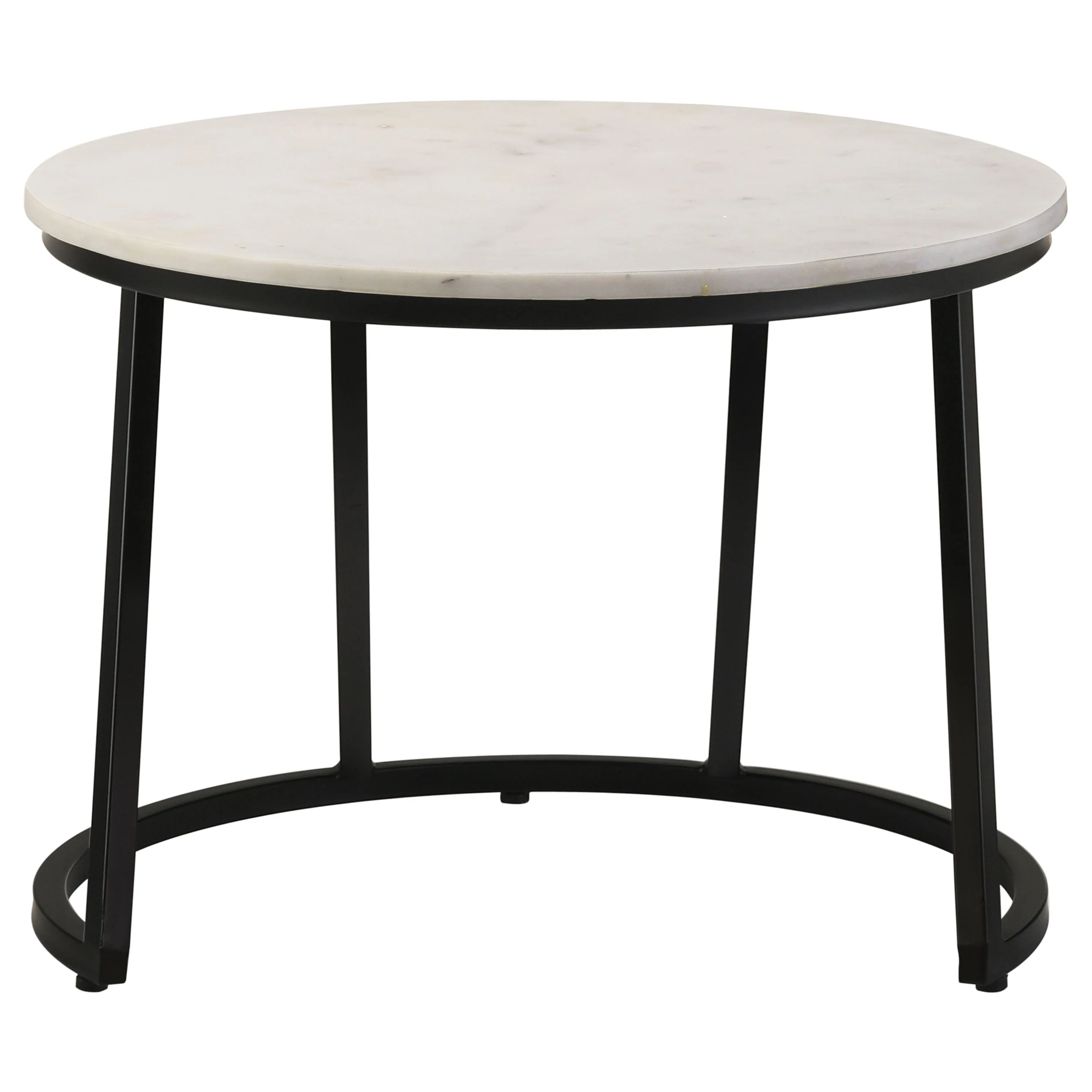 Miguel Round Marble Top Coffee Table White and Black - Image 4