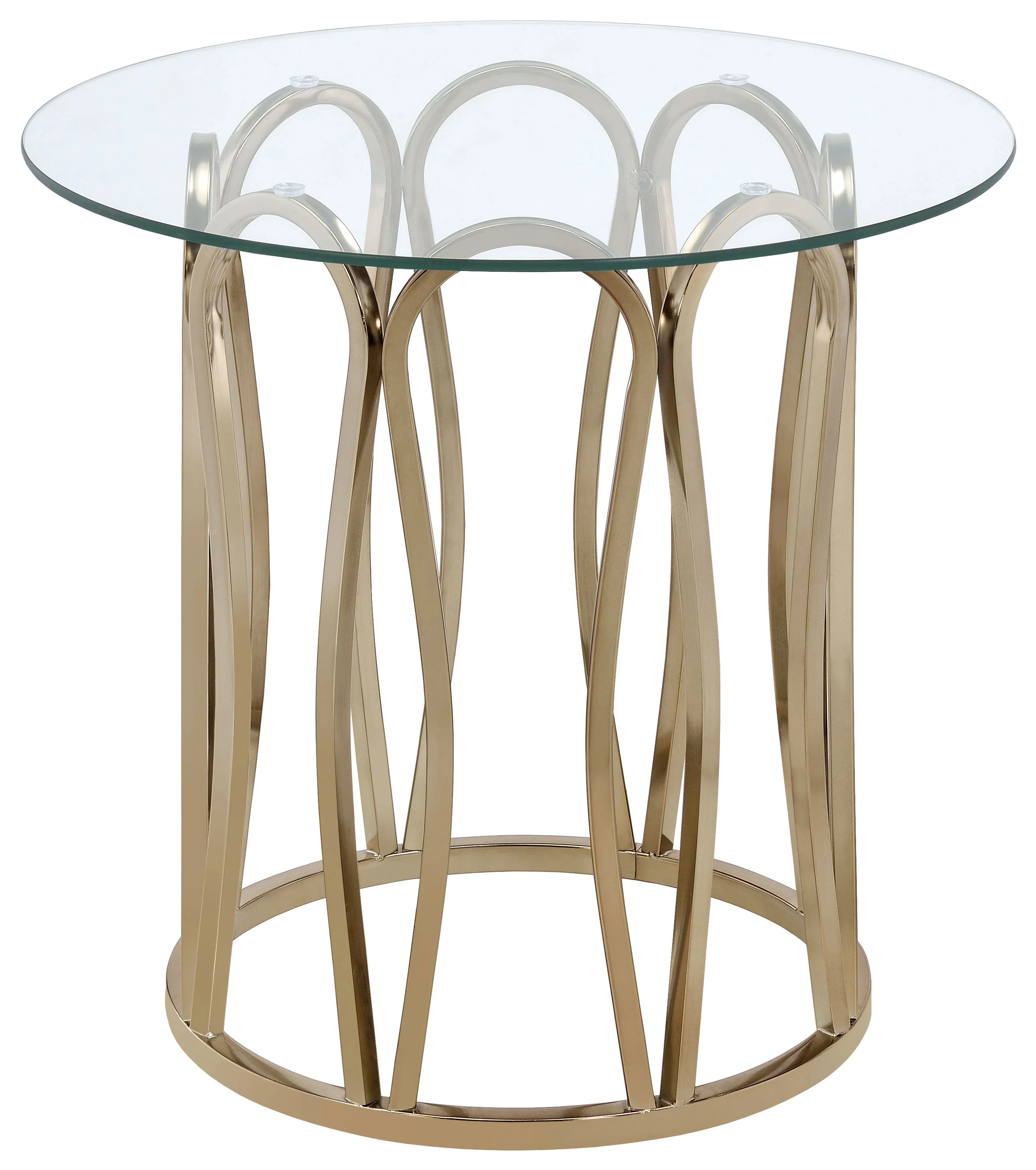 Monett Round Glass Top Side End Table Chocolate Chrome - Image 2