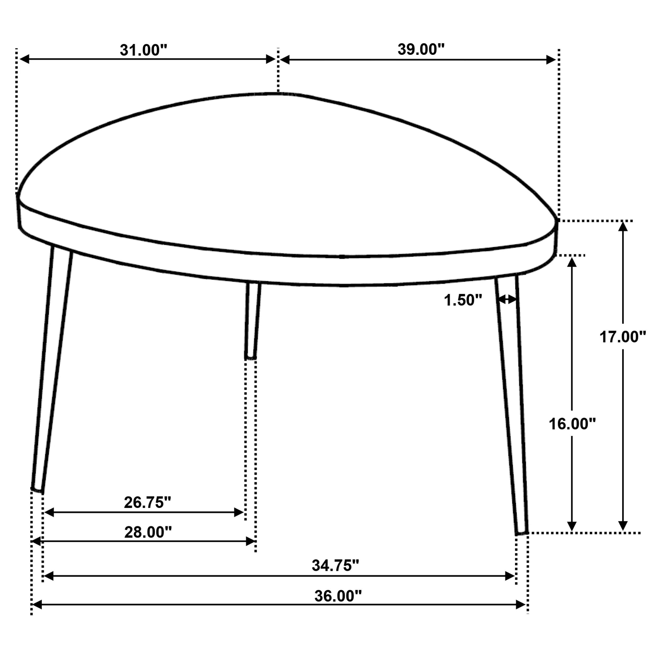 Odessa Triangular Solid Wood Coffee Table Black - Image 12