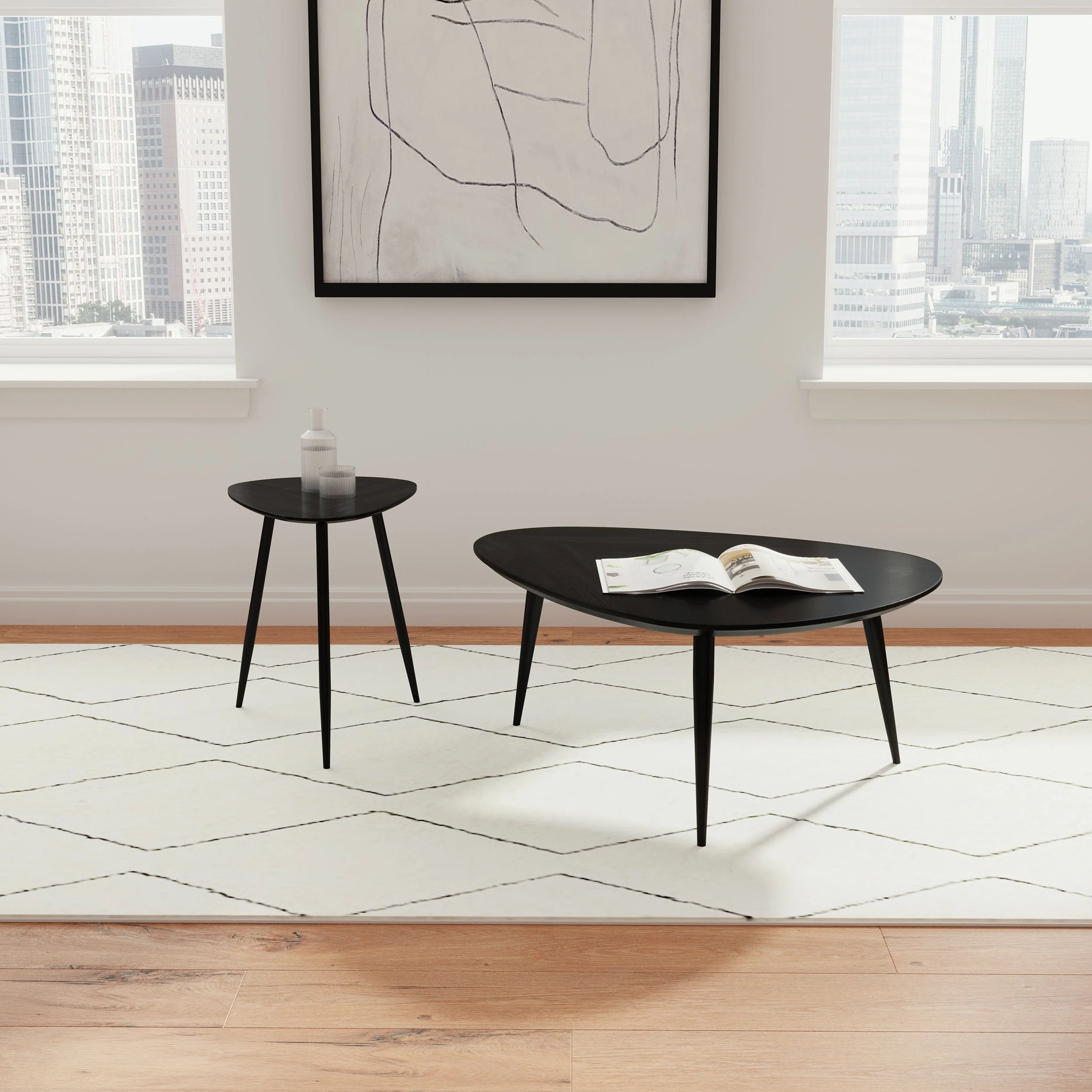Odessa Triangular Coffee and End Table Set - Image 3