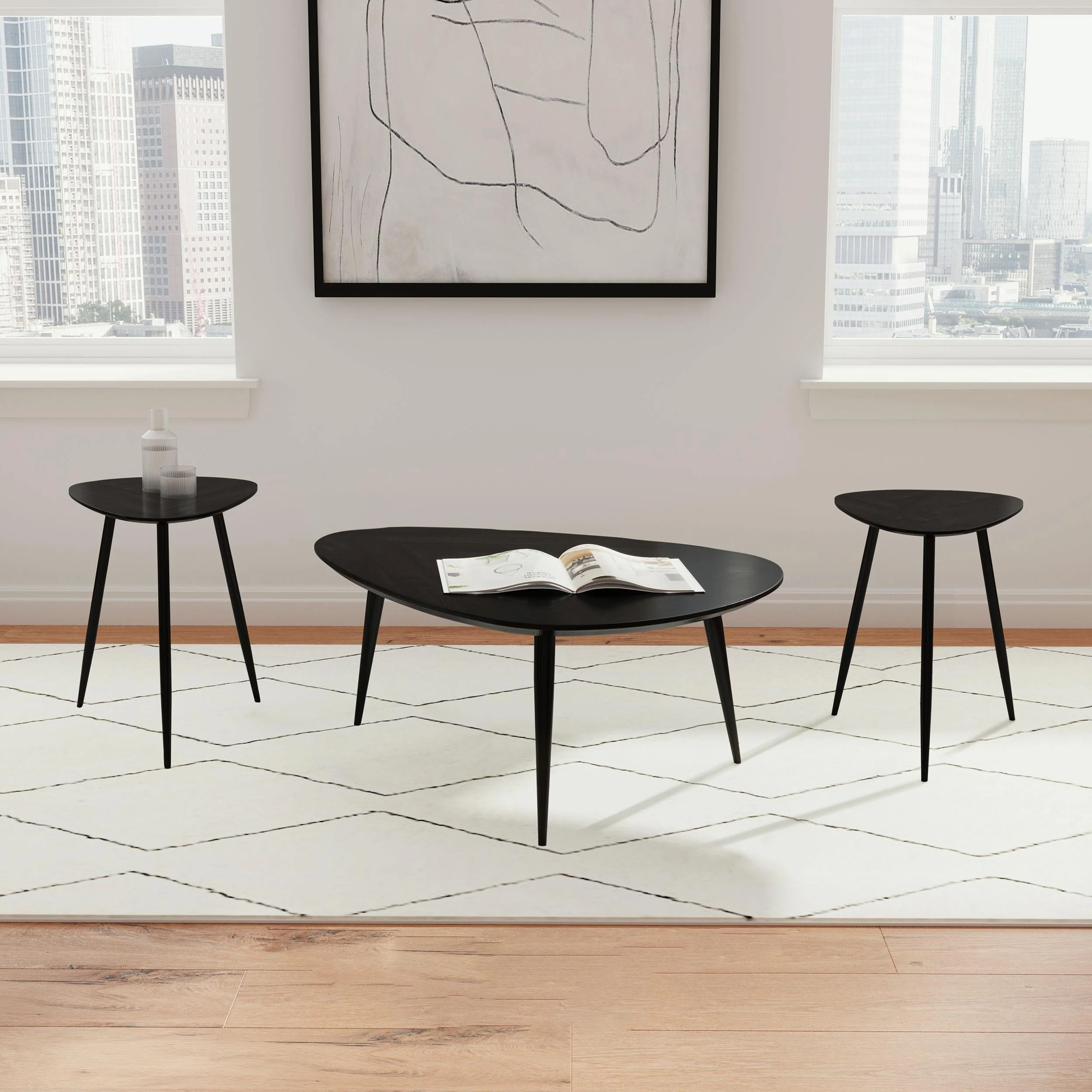 Odessa Triangular Coffee and End Table Set - Image 4