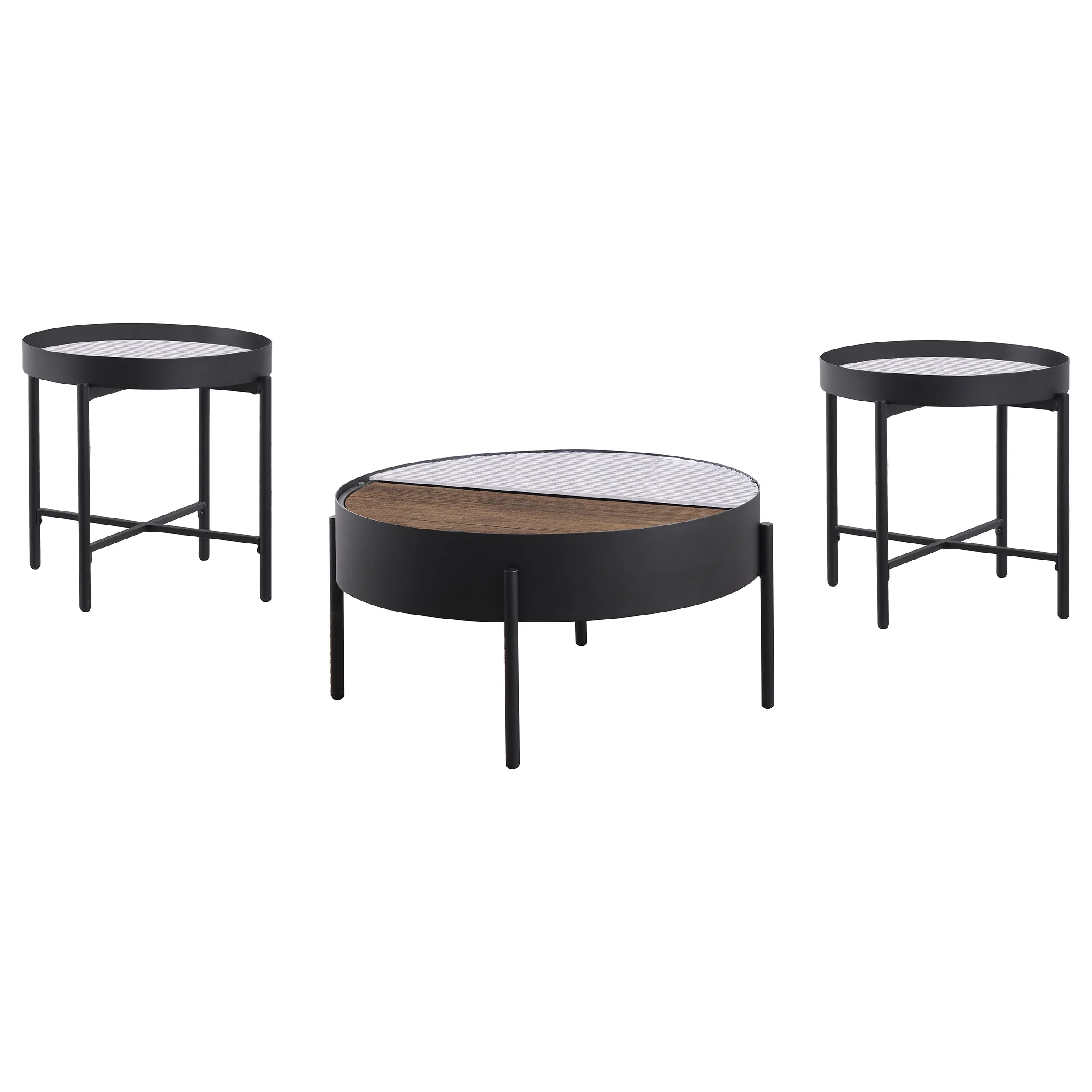 Ozella Round Coffee and End Table Set Sandy - Image 10