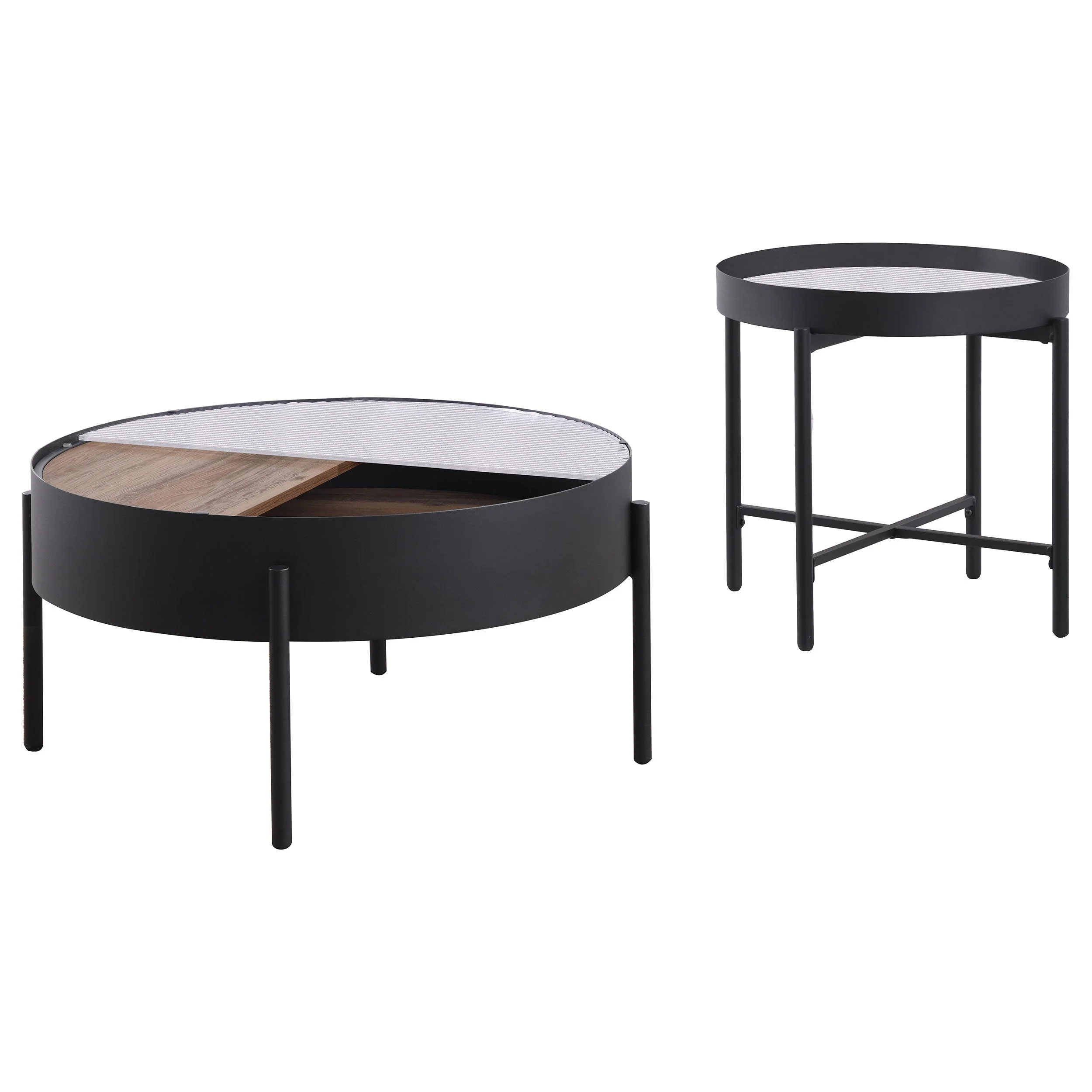 Ozella Round Coffee and End Table Set Sandy - Image 11