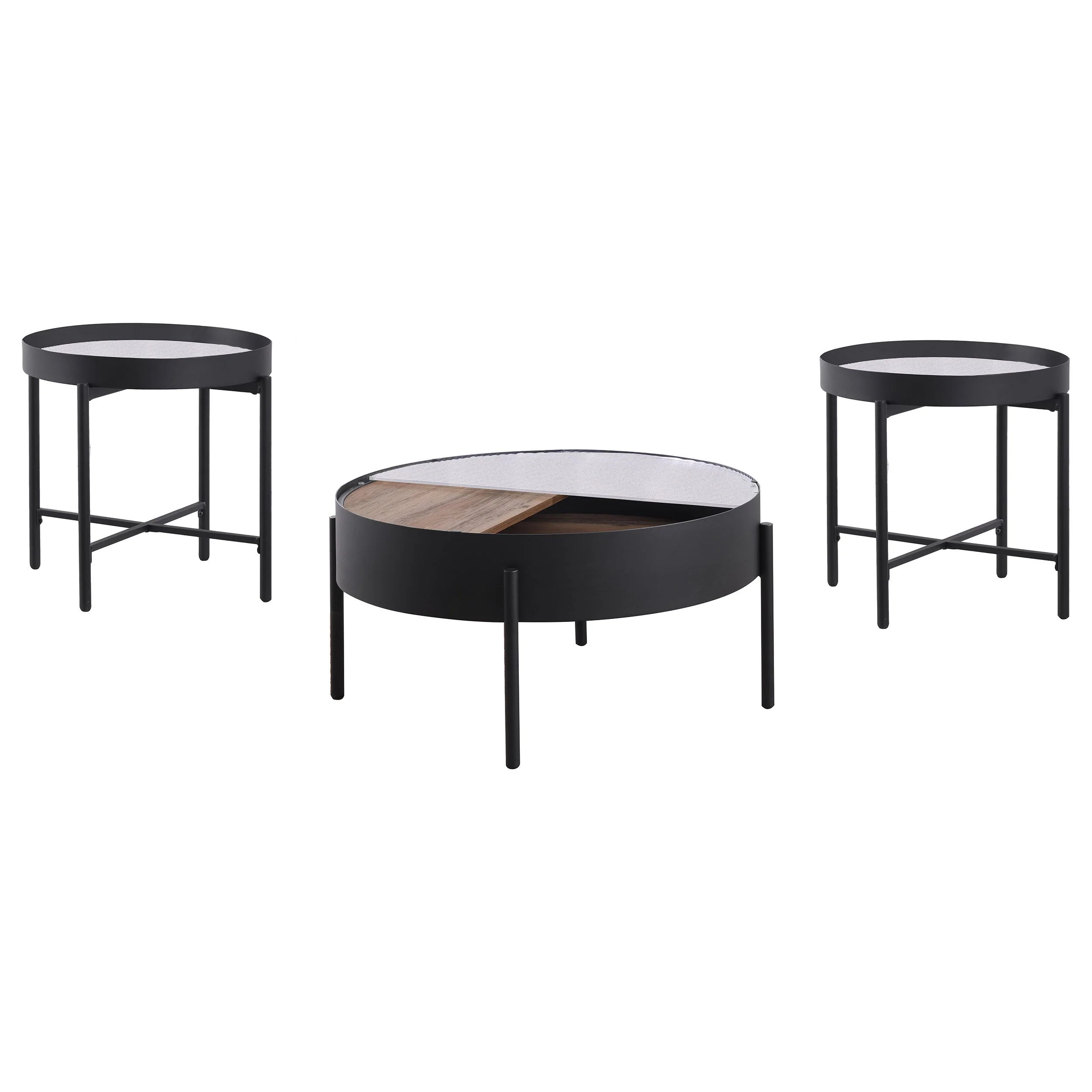 Ozella Round Coffee and End Table Set Sandy - Image 12